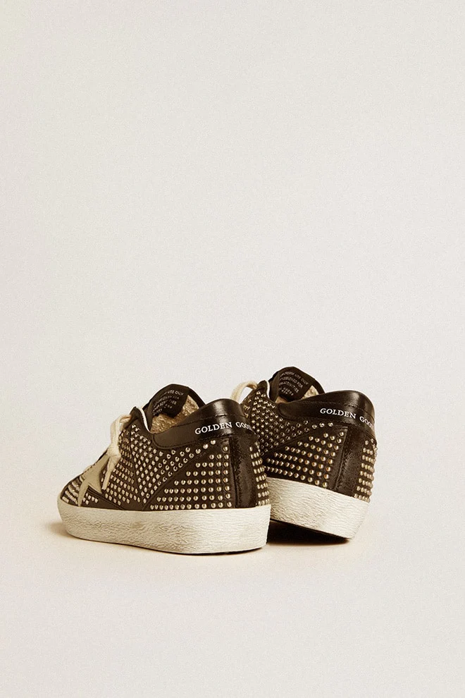 Women | Super-Star Studded Black Nappa with White Leather Star | Black x White - Image 8