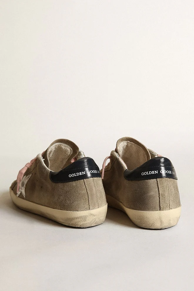 Women | Super-Star Taupe Suede with Silver Star & Dark Blue Heel Tab | Taupe x Silver x Dark Blue - Image 4