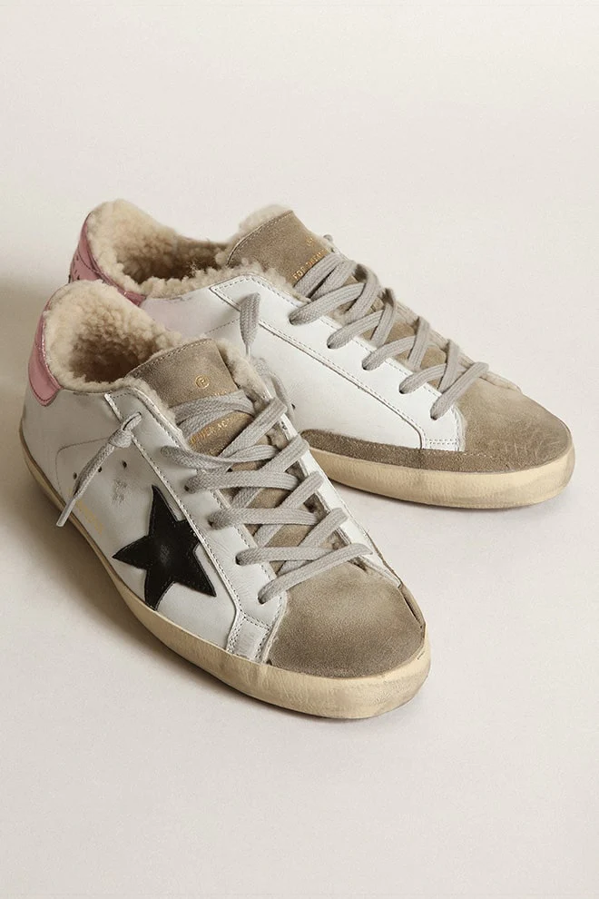 Women | Super-Star White Leather with Black Star & Pink Heel | White x Ice x Black x Pink - Image 7