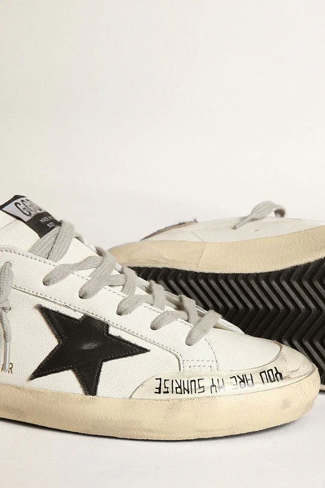 Women | Super-Star with Black Leather Star & Leo-Print Pony Skin Heel Tab | White x Black x Beige Brown Leo x Ice - Image 5