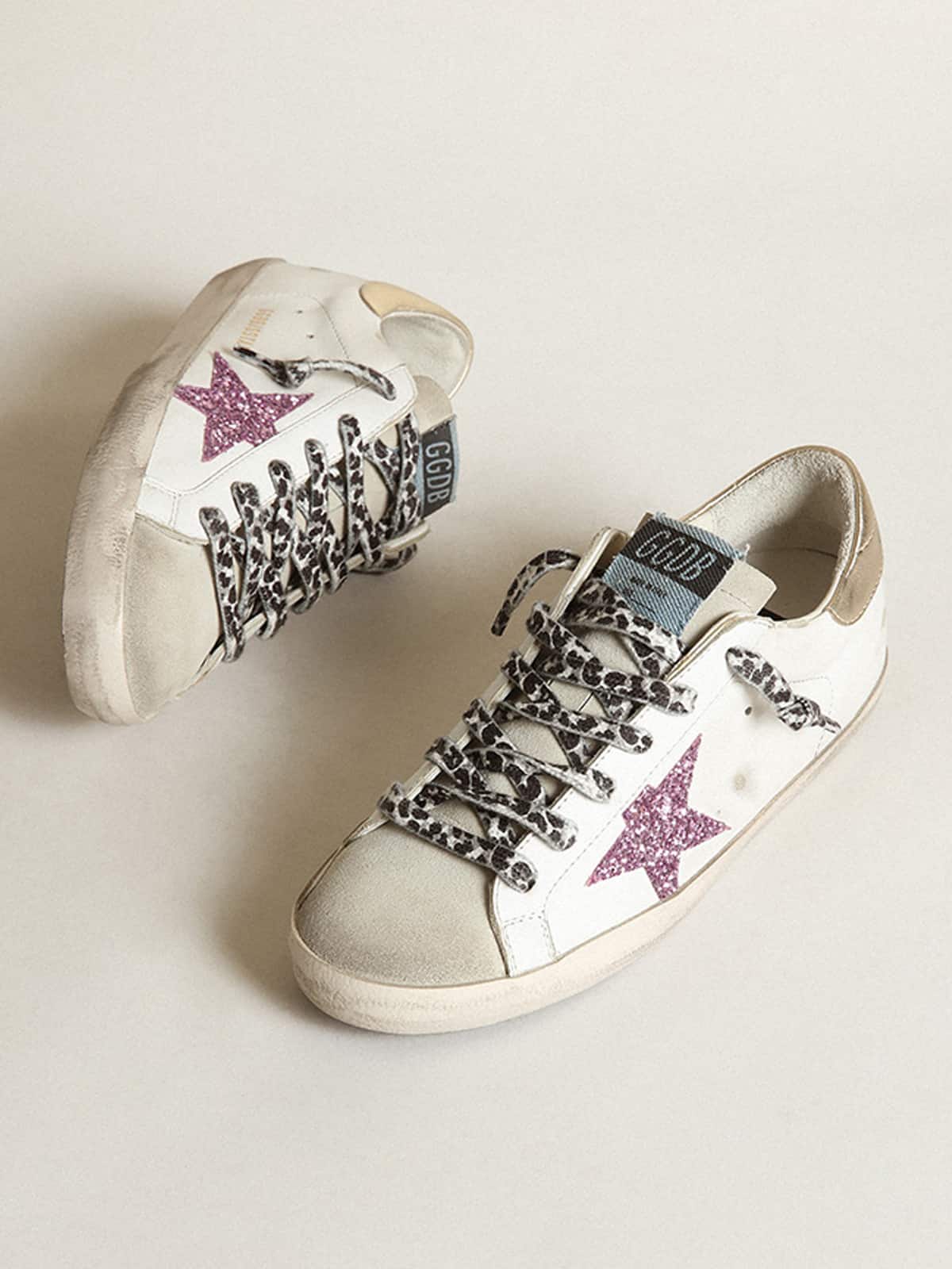Women | Super-Star with Glitter & Gold Heel Tab | White x Ice x Pink x Platinum - Image 5