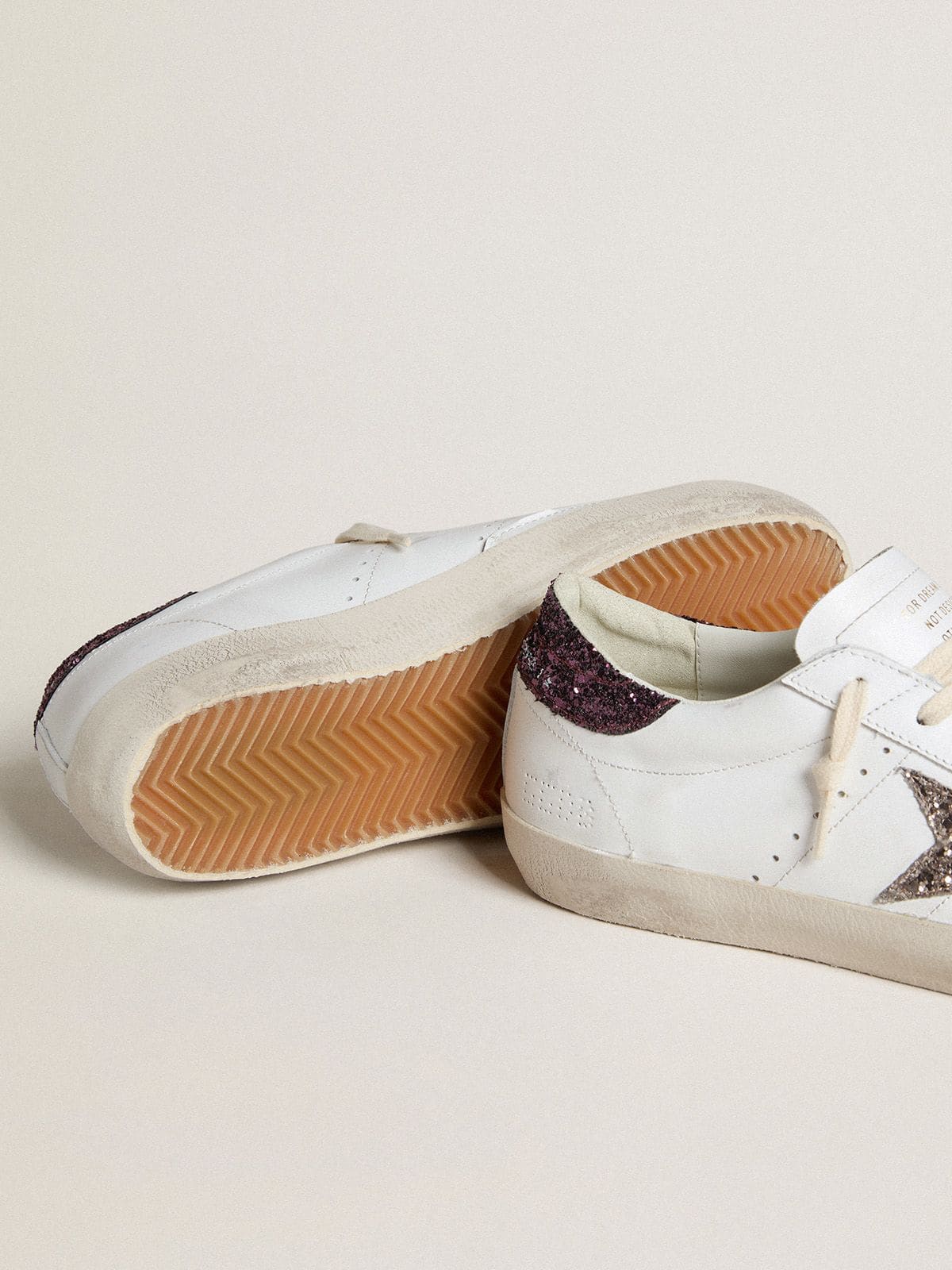 Women | Super-Star with Silver Glitter Star & Lilac Glitter Heel Tab | White x Cinder x Cabernet - Image 4