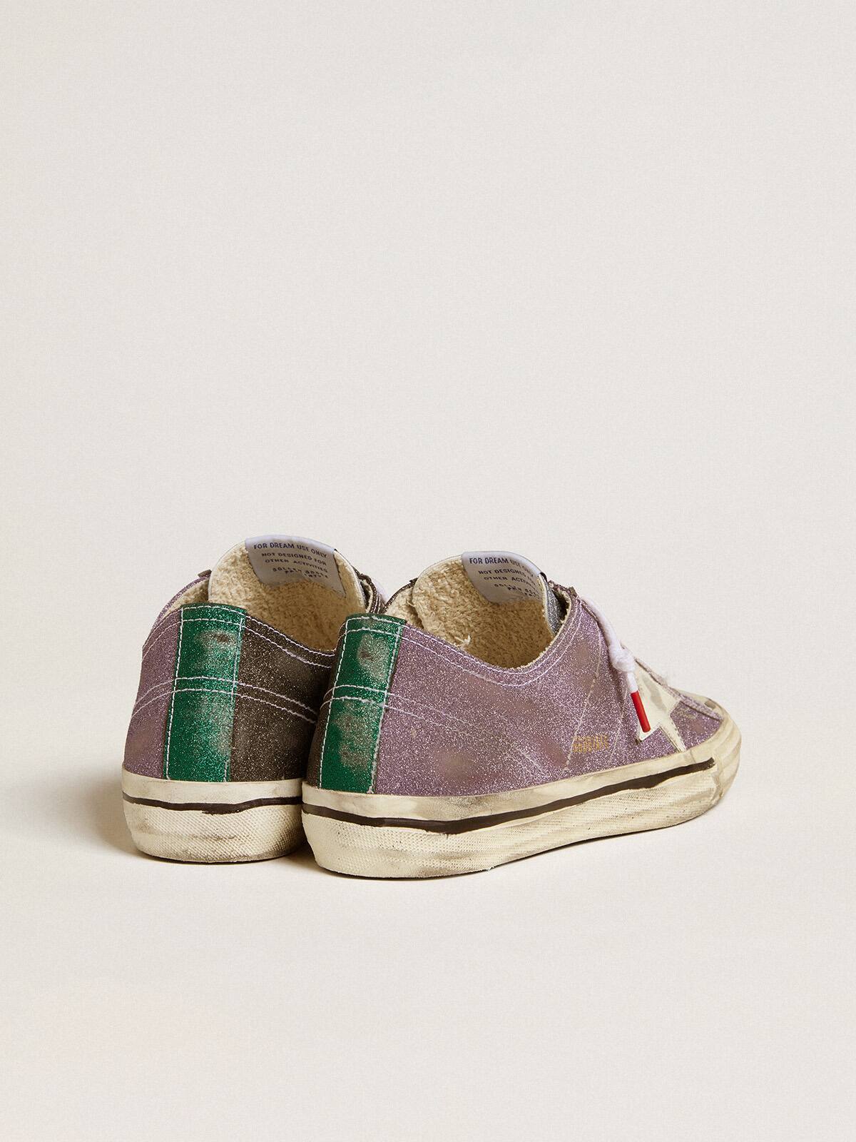 Women | V-Star Lab Lilac Leather & Glitter with White Star & Silver Glitter Tongue | Purple x Lilac x Black x White x Green - Image 4
