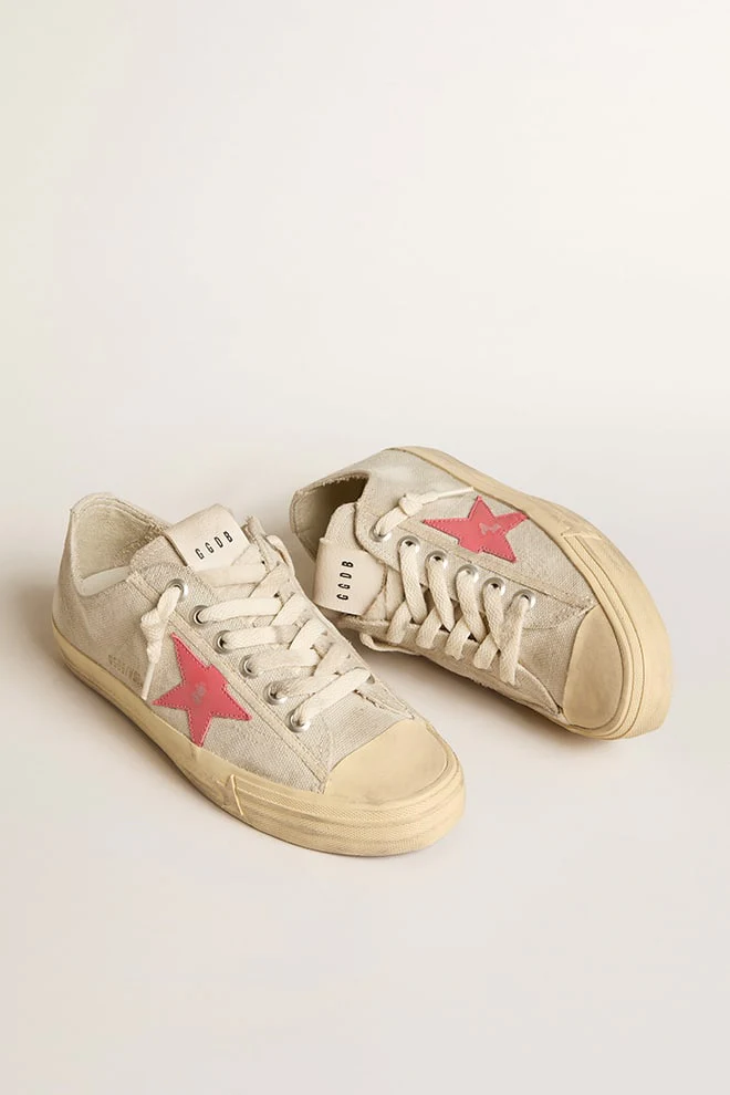 Women | V-Star Light Gray Canvas with A Red Leather Star | Light Grey x Mineral Red - Image 3