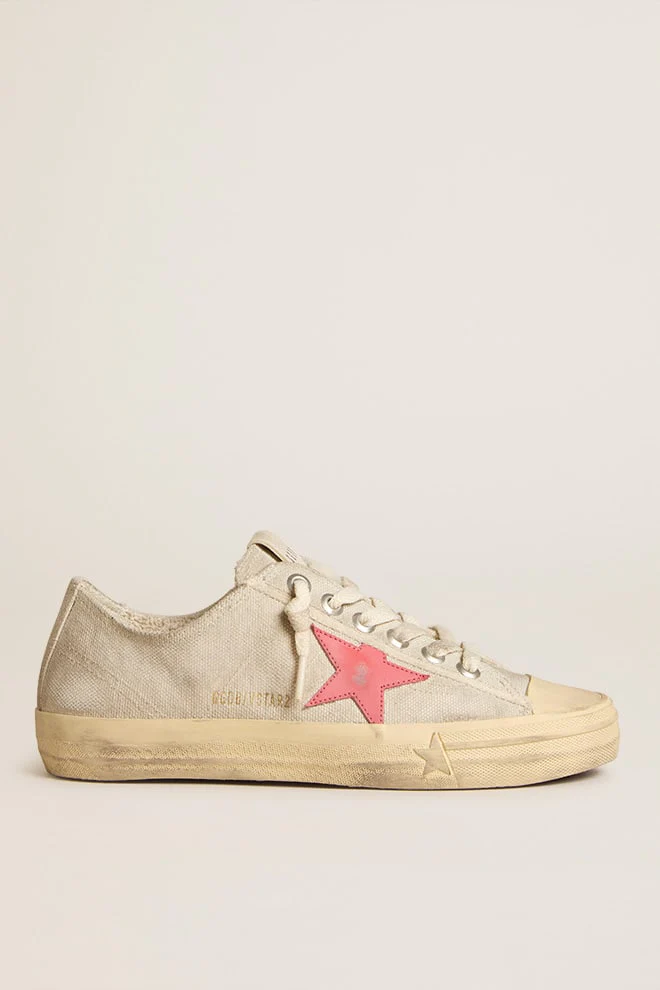 Women | V-Star Light Gray Canvas with A Red Leather Star | Light Grey x Mineral Red - Image 4