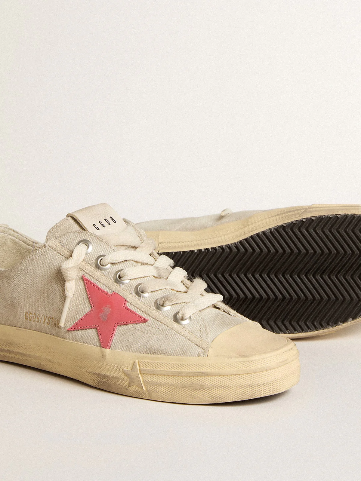 Women | V-Star Light Gray Canvas with A Red Leather Star | Light Grey x Mineral Red - Image 5