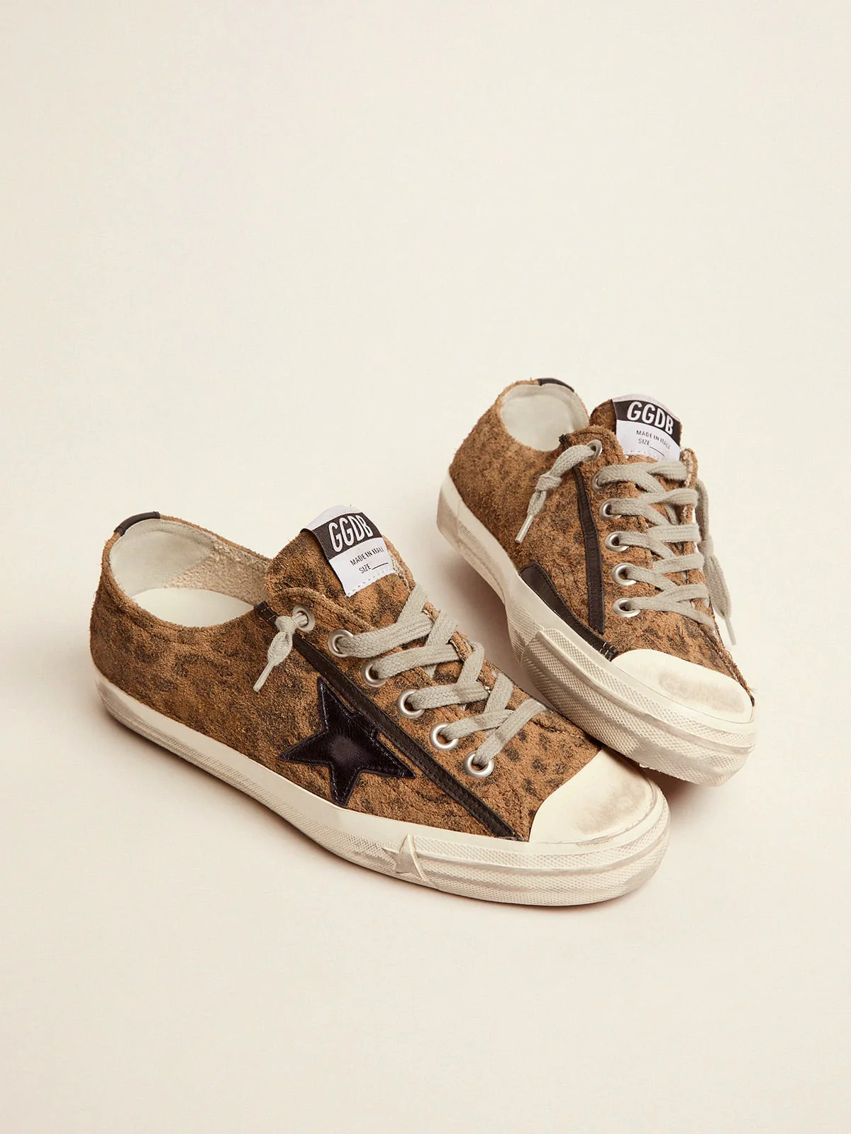 Women | V-Star Ltd Sneakers Leopard-Print Suede with A Black Laminated Leather Star | Beige Brown Leo x Night Blue x Black - Image 7