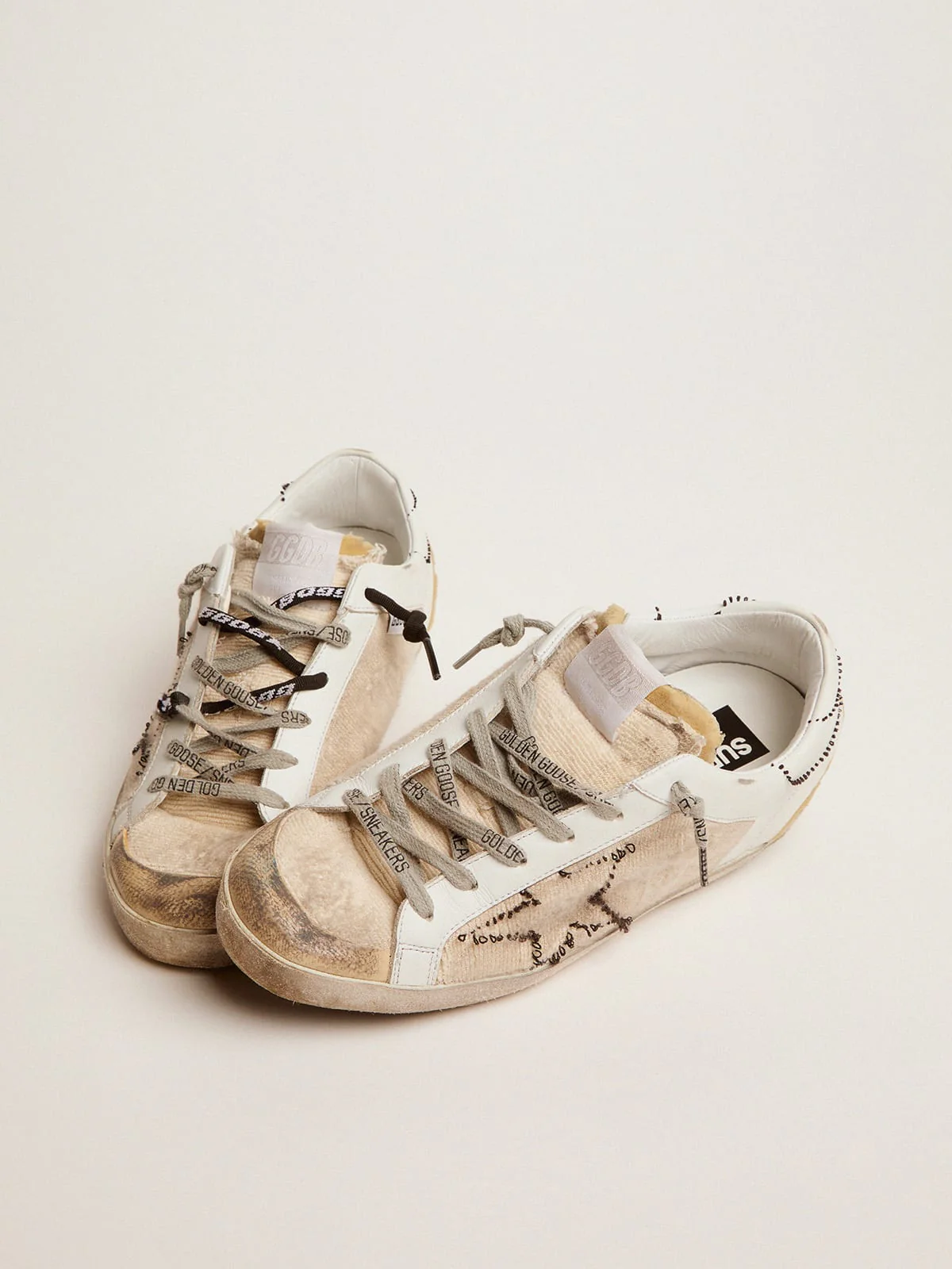 Women | White & Beige Inside Out Super-Star Sneakers | White x Beige - Image 9