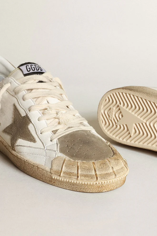 Women | White Ball Star Ltd with A Dove Gray Star & Heel Tab | White x Taupe - Image 6