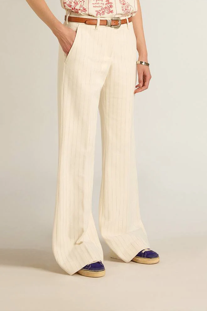 Women | White Cotton Pants | Heritage White x Opal Gray - Image 5