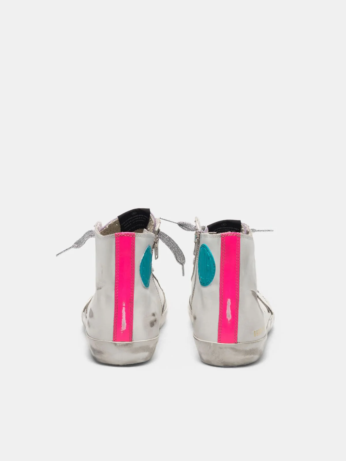 Women | White Francy Sneakers Leather with Fuchsia Bands - Image 8