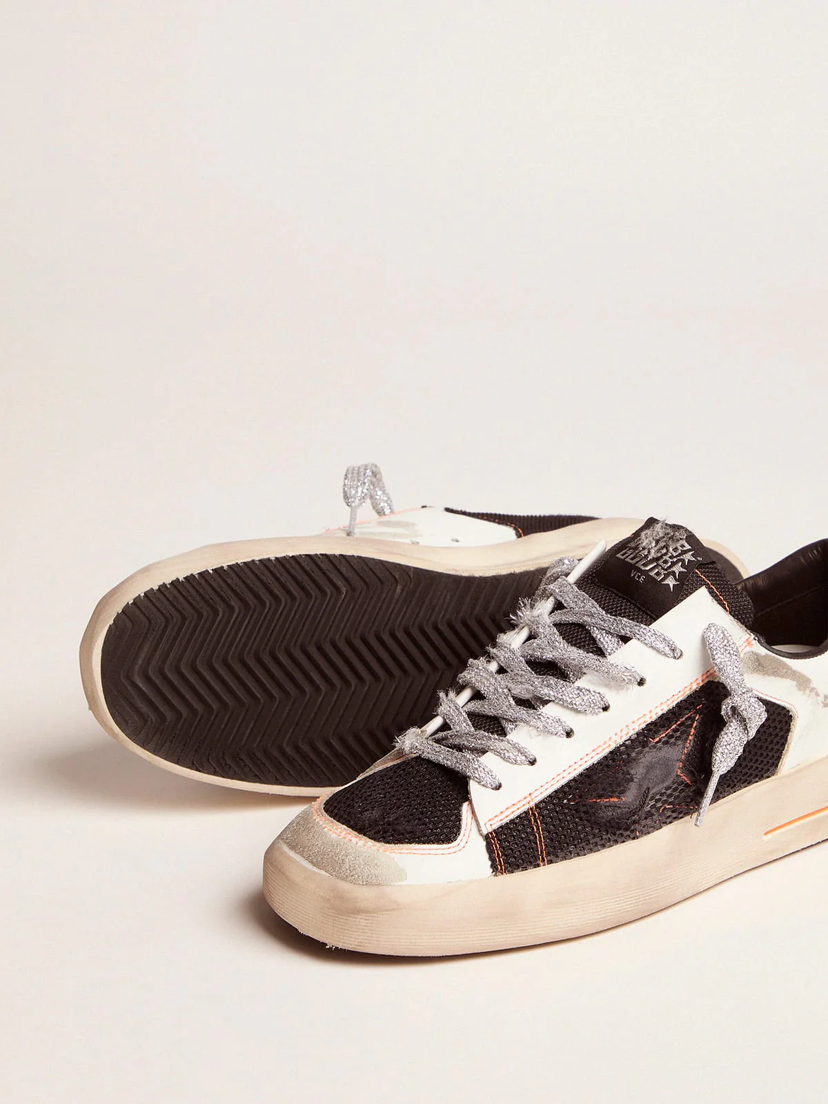 Women | White Limited Edition Lab Stardan Sneakers with Silver Laces | Black x White - Image 5