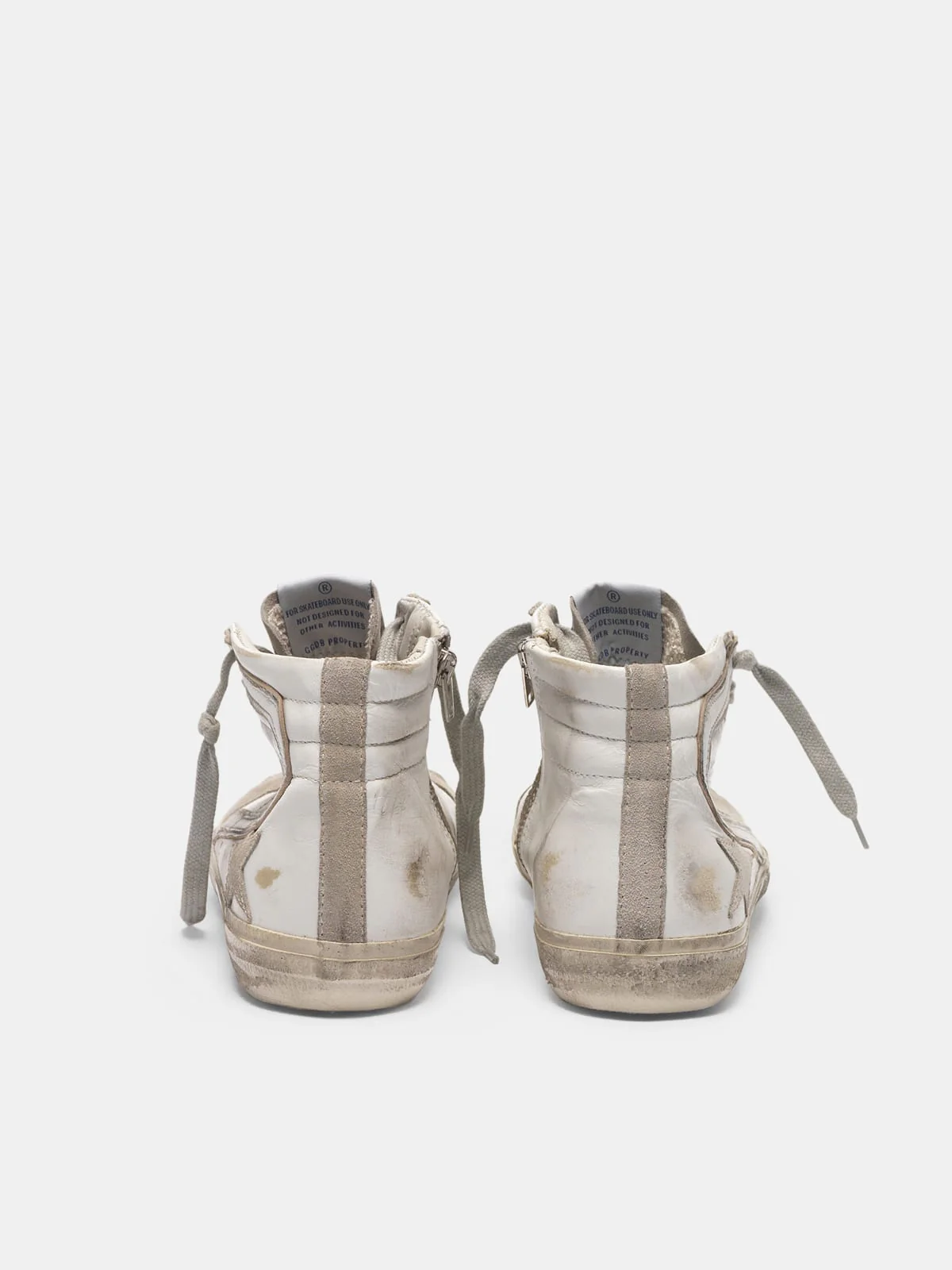Women | White Slide Sneakers Leather & Suede - Image 2