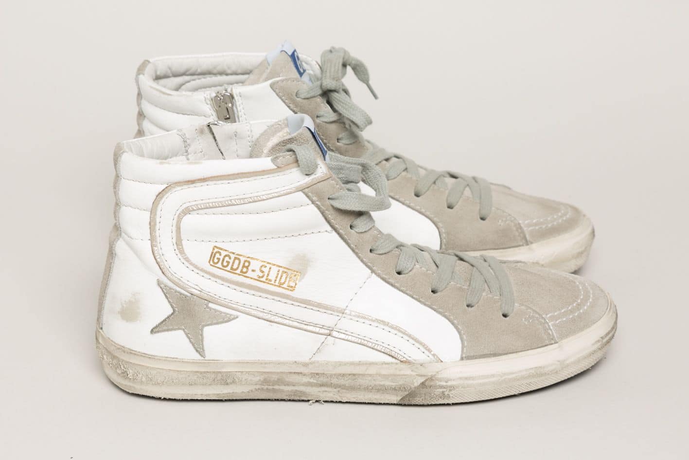 Women | White Slide Sneakers Leather & Suede - Image 6