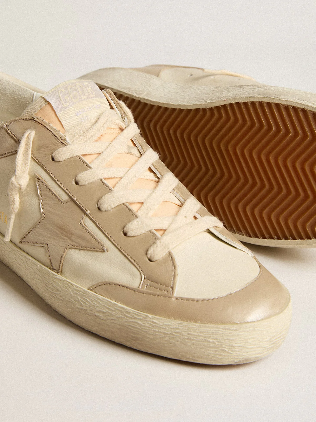 Women | White Super Star with Sand Coloured Star | White x Sand - Image 5