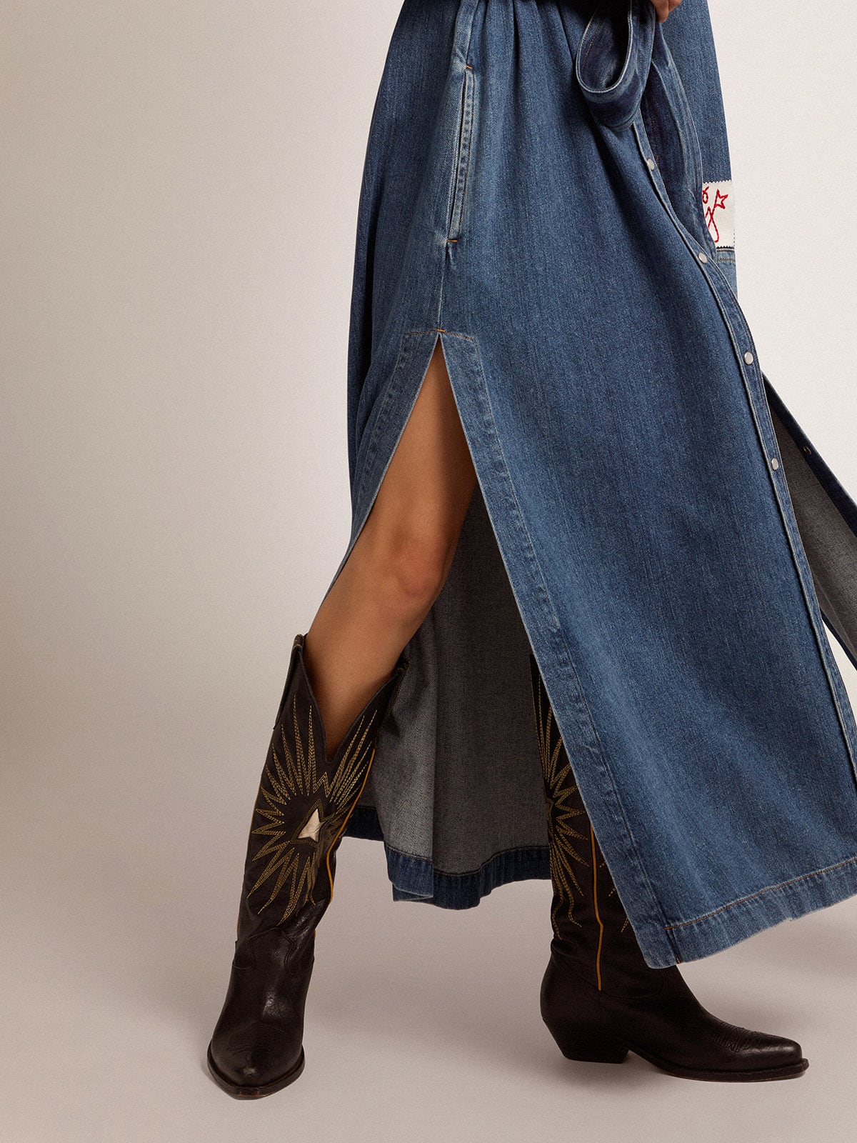 Women | Wish Star Boots Glossy Leather with Cowboy-Style Decoration - Image 2