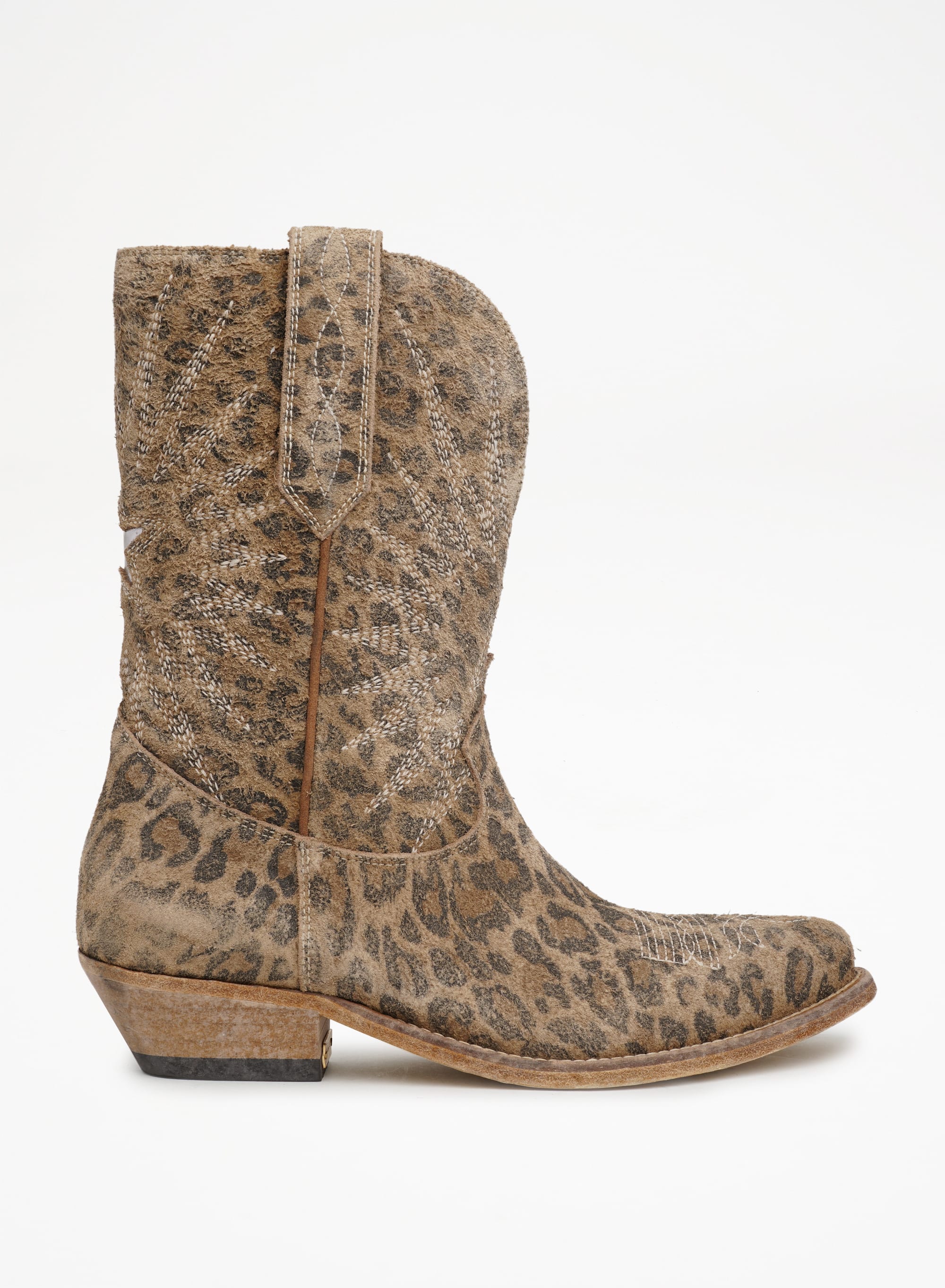 Women | Wish Star Boots with Leopard Print | Beige Brown Leo x Silver - Image 4