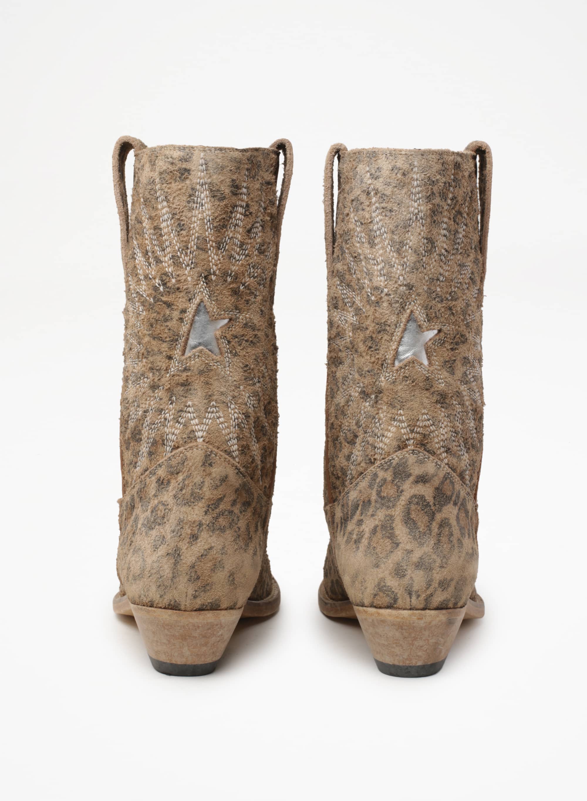 Women | Wish Star Boots with Leopard Print | Beige Brown Leo x Silver - Image 5