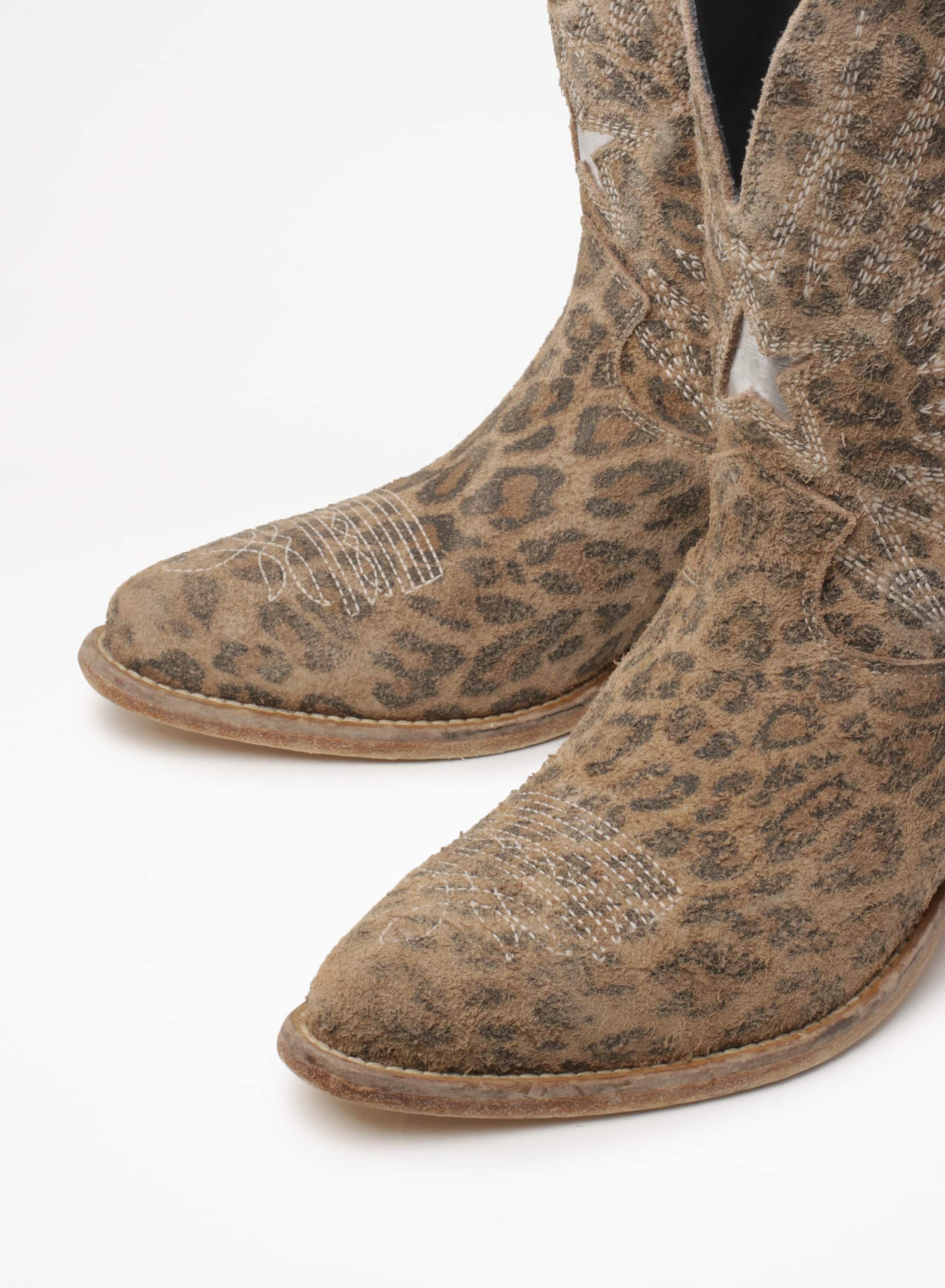 Women | Wish Star Boots with Leopard Print | Beige Brown Leo x Silver - Image 8