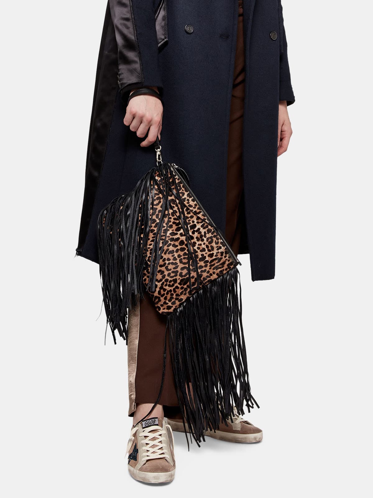 Women | Xl Toast Clutch Bag Leather with Suede Fringes - Image 4