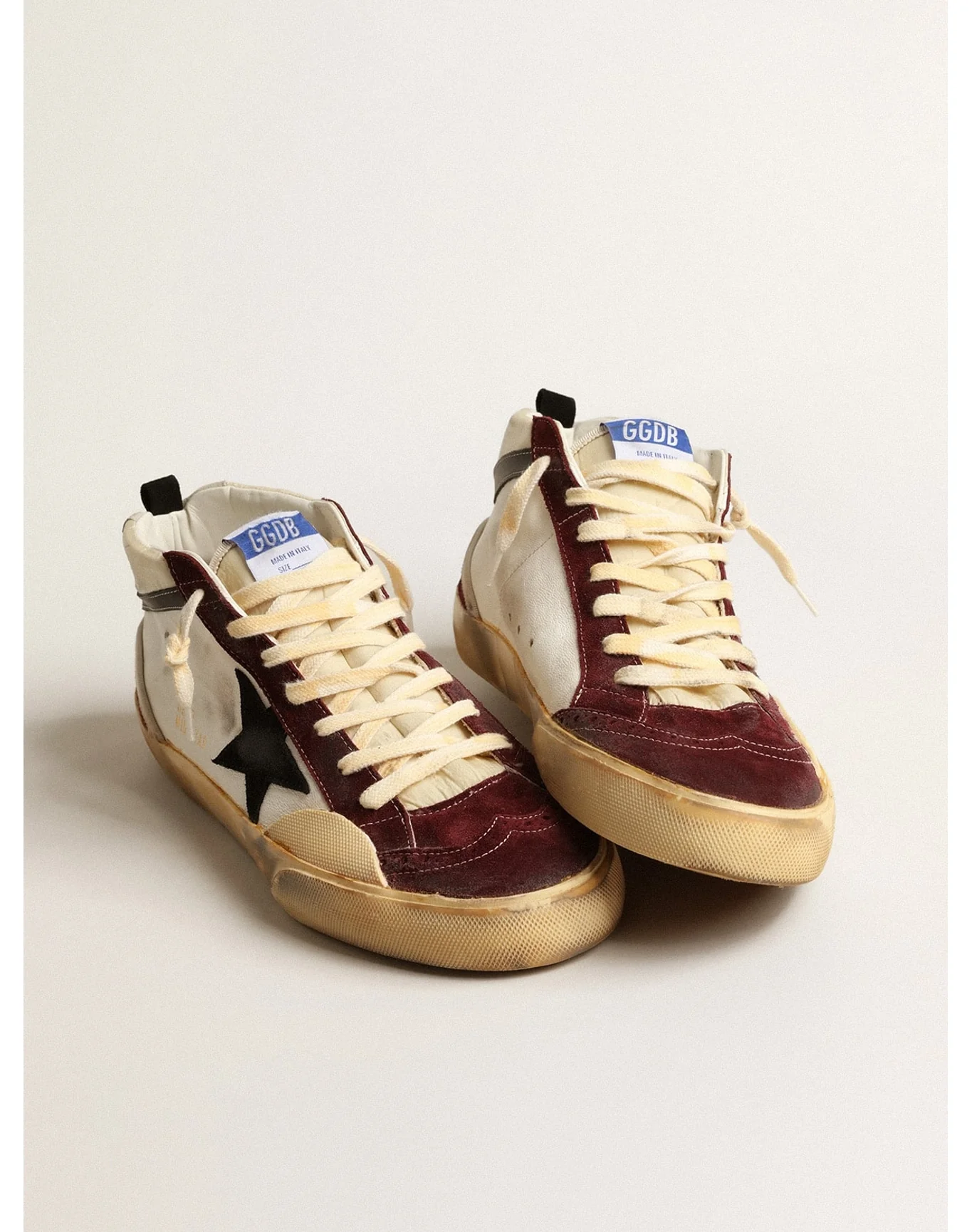 Men | Mid Star Nappa with Suede Star & Inserts | Cream x Wine Red x Black (V1) - Image 4
