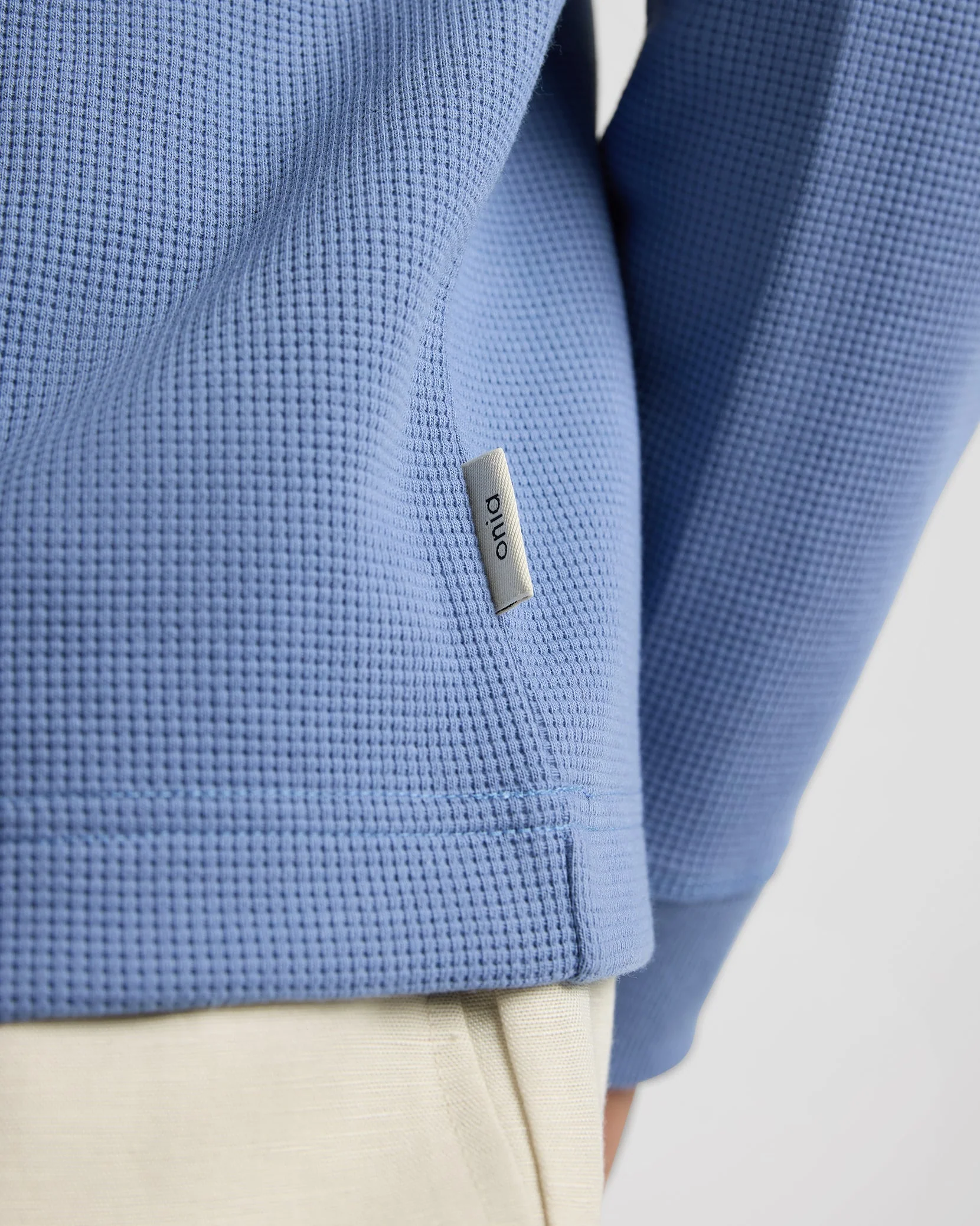 Mens | Heavyweight Cotton Waffle Henley Sweatshirt | Indigo - Image 4