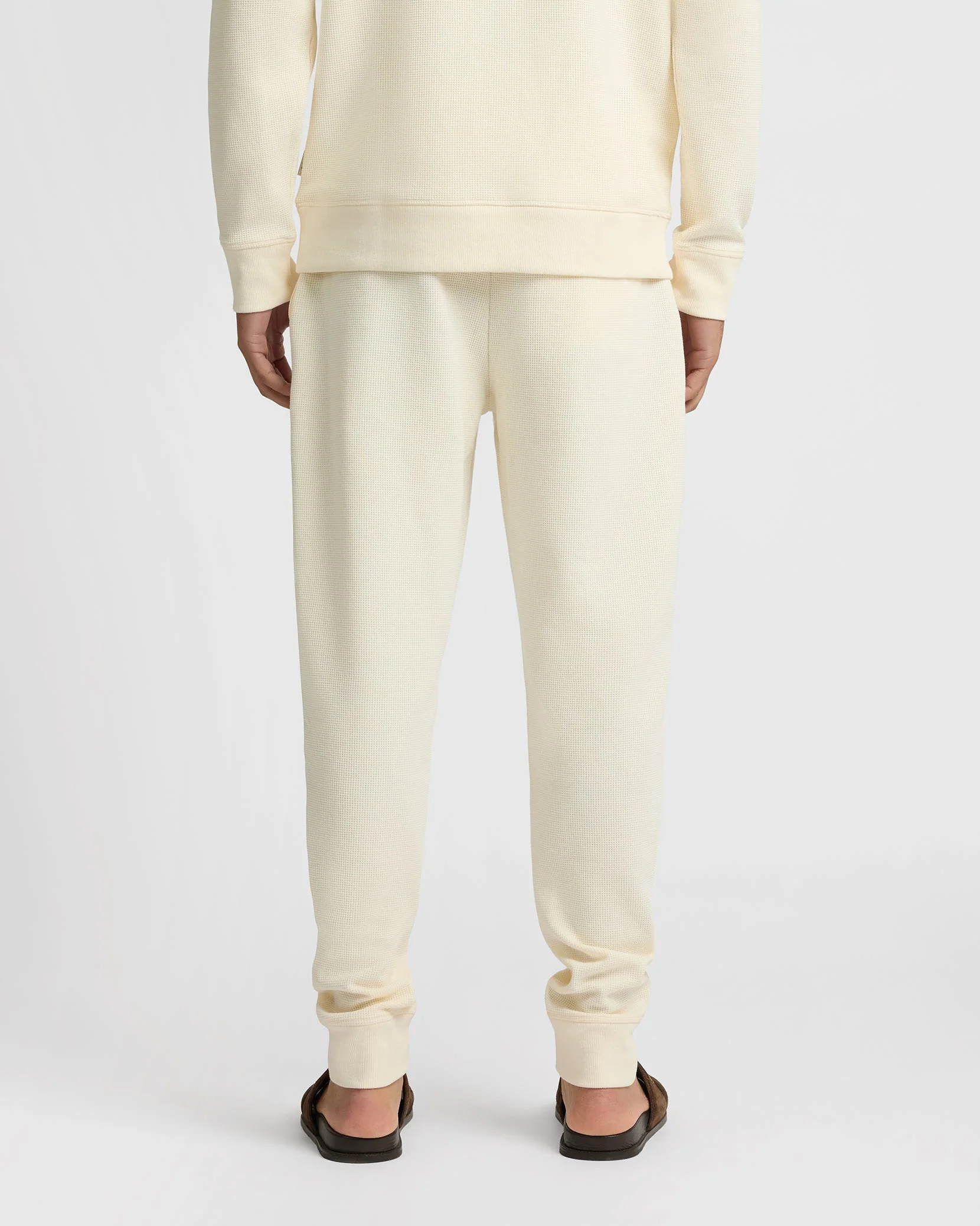 Mens | Heavyweight Cotton Waffle Jogger | Ecru - Image 6