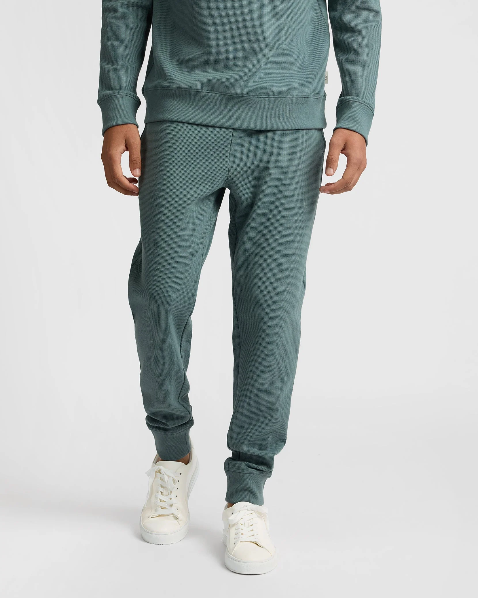 Mens | Heavyweight Cotton Waffle Jogger | Fern - Image 2