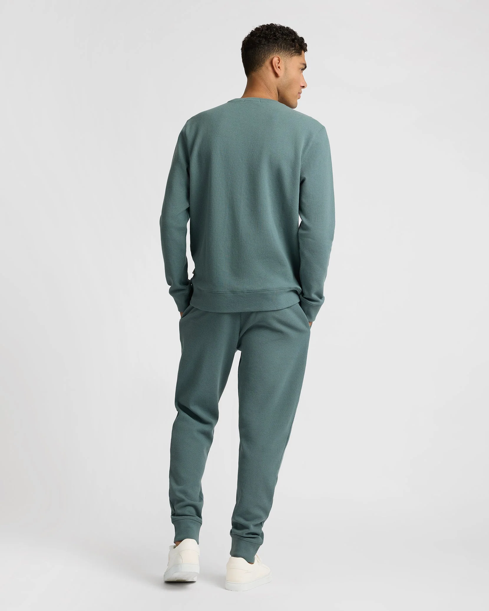 Mens | Heavyweight Cotton Waffle Jogger | Fern - Image 6