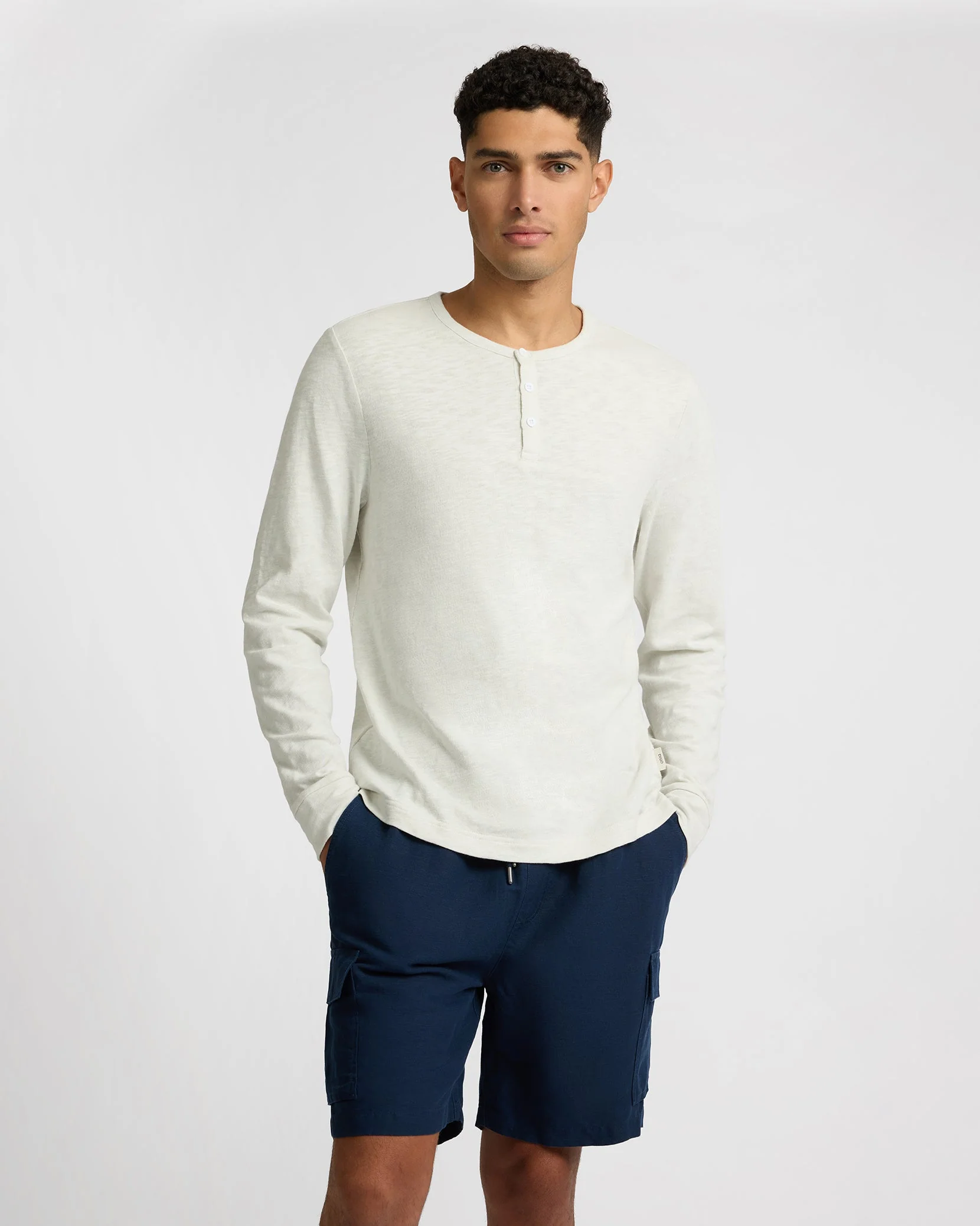 Mens | Heavyweight Slub Henley | Bone - Image 2
