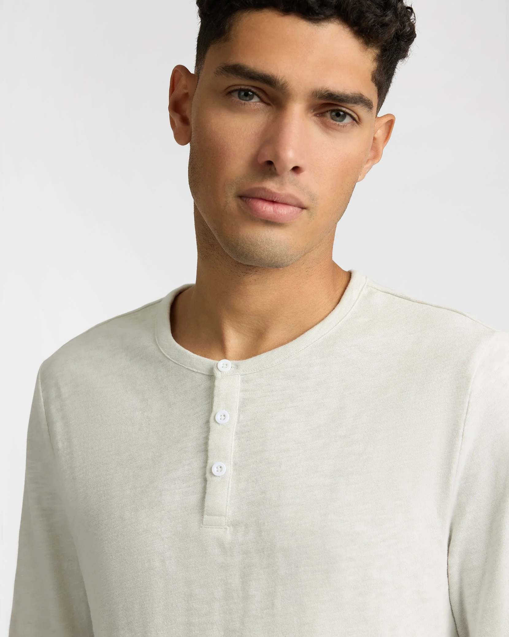 Mens | Heavyweight Slub Henley | Bone - Image 3