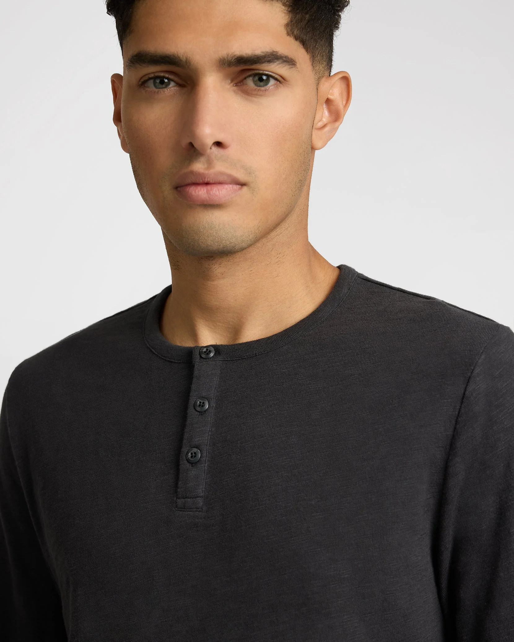Mens | Heavyweight Slub Henley | Noir - Image 3