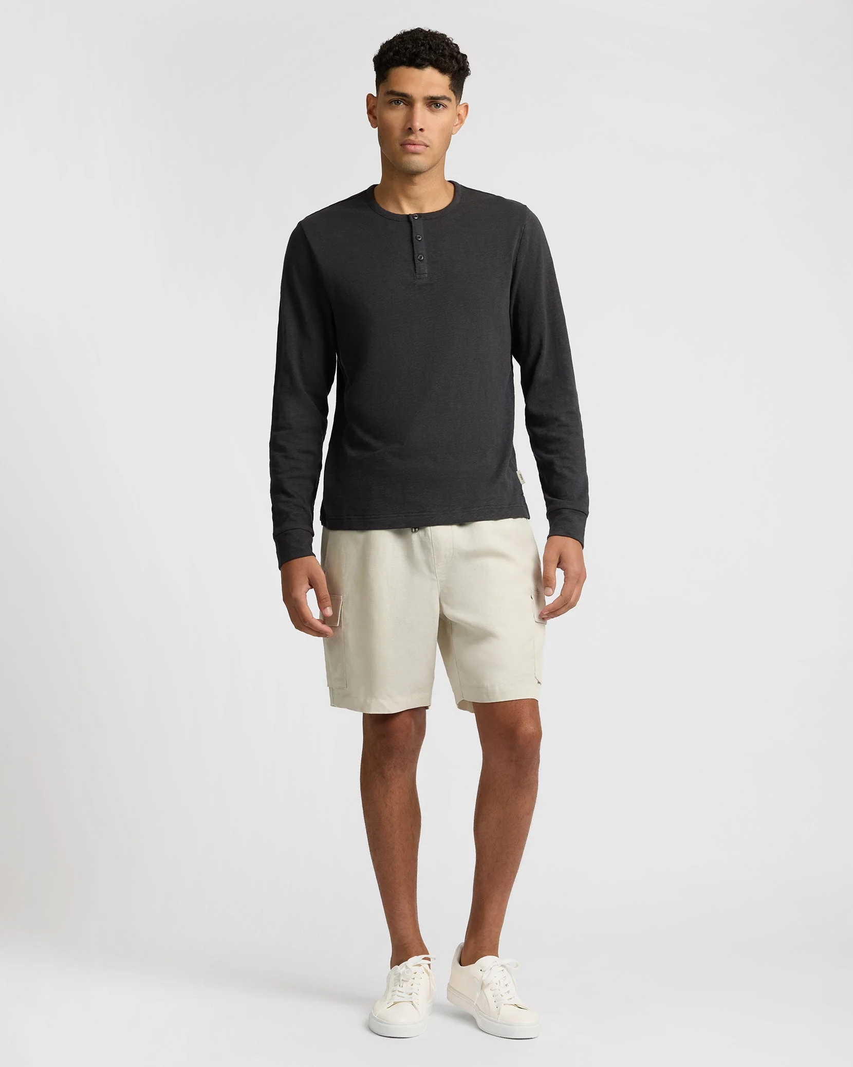 Mens | Heavyweight Slub Henley | Noir - Image 5