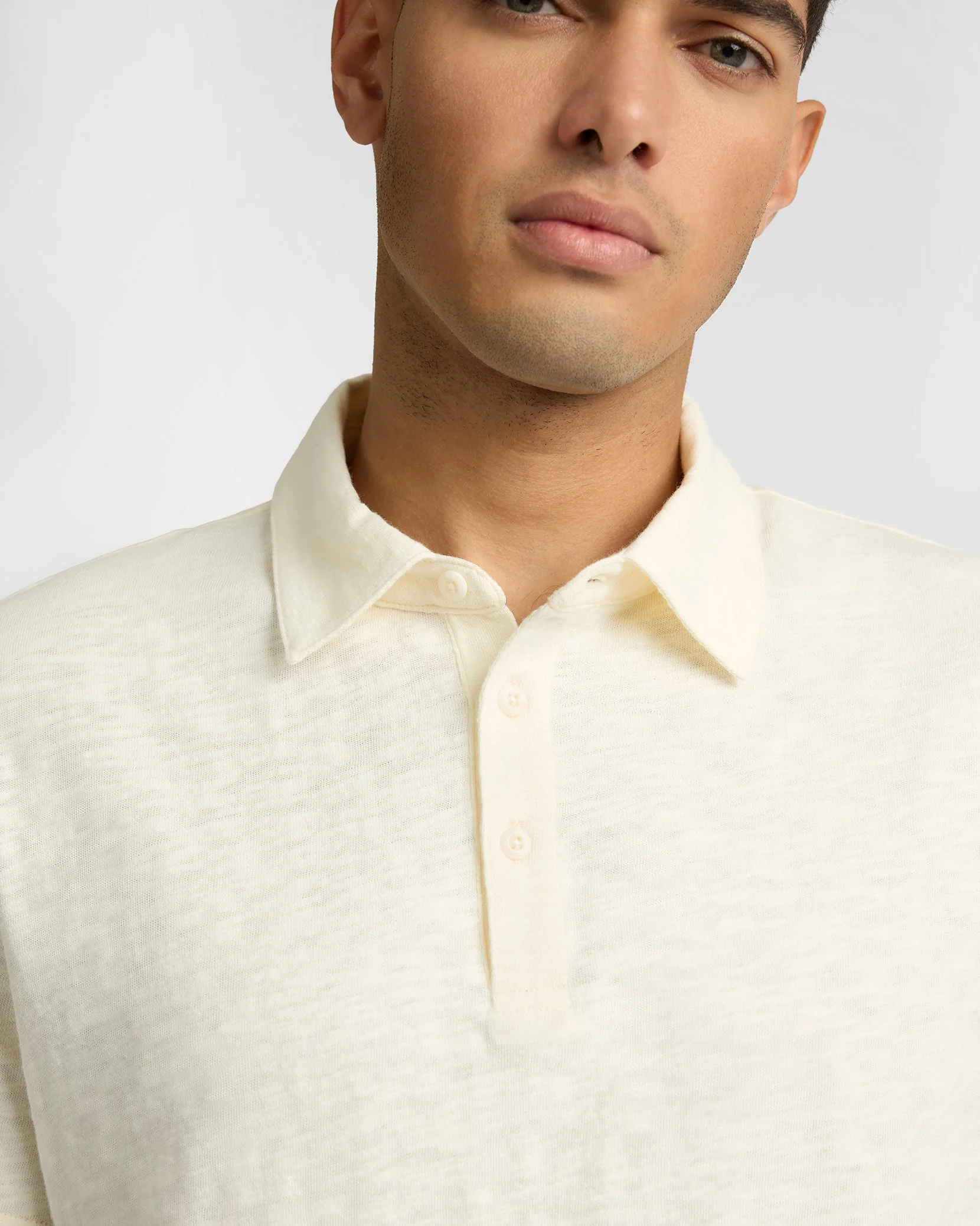 Mens | Heavyweight Slub Polo | Ecru - Image 3