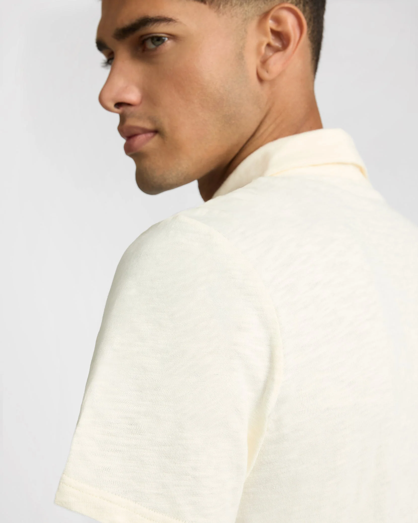 Mens | Heavyweight Slub Polo | Ecru - Image 5