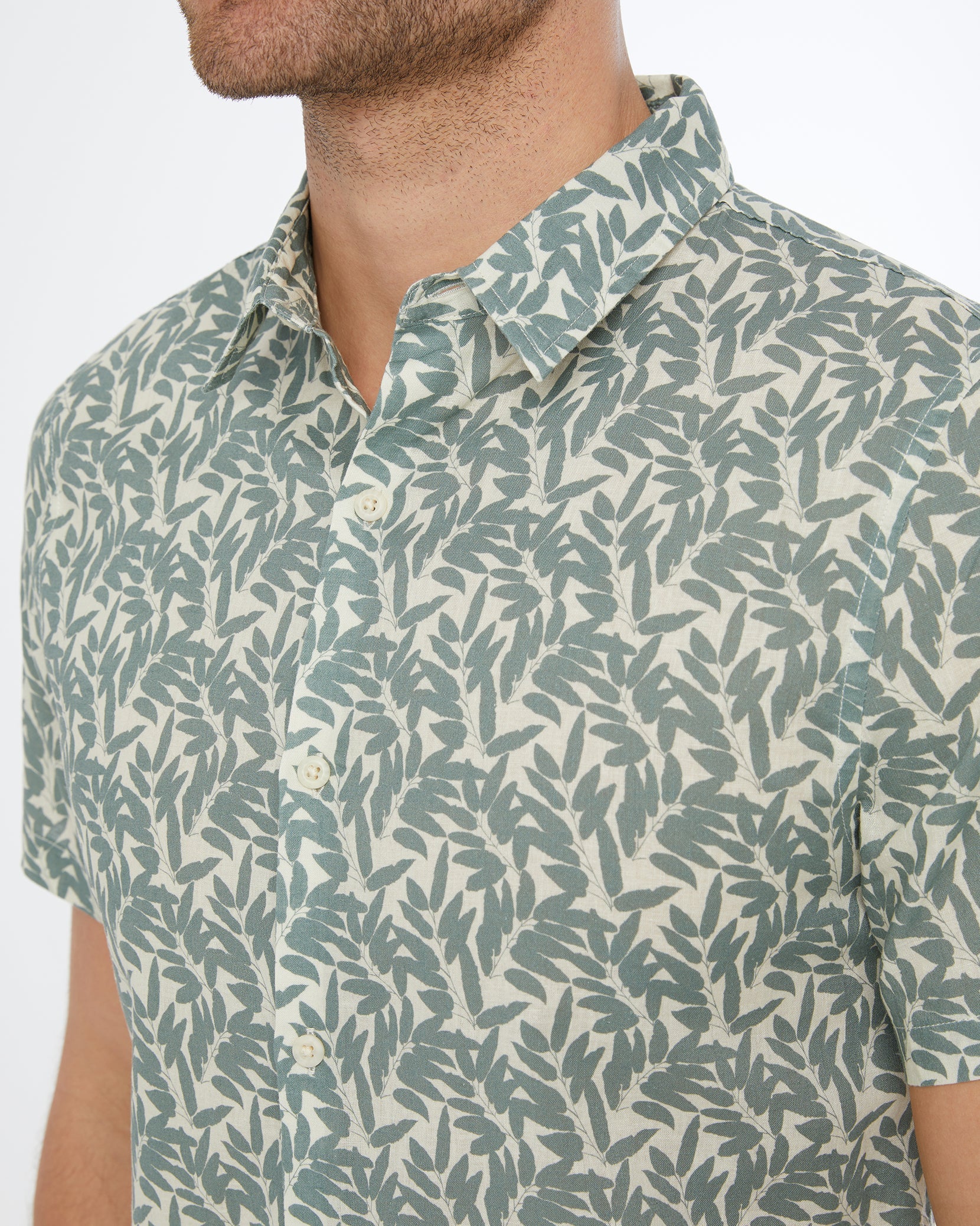 Mens | Jack Air Linen Shirt | Cream/Sage - Image 4
