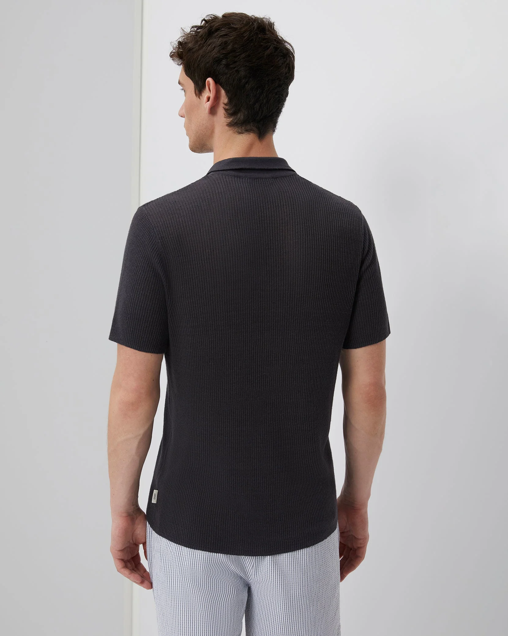 Mens | Johnny Collar Ribbed Polo | Gunmetal - Image 5
