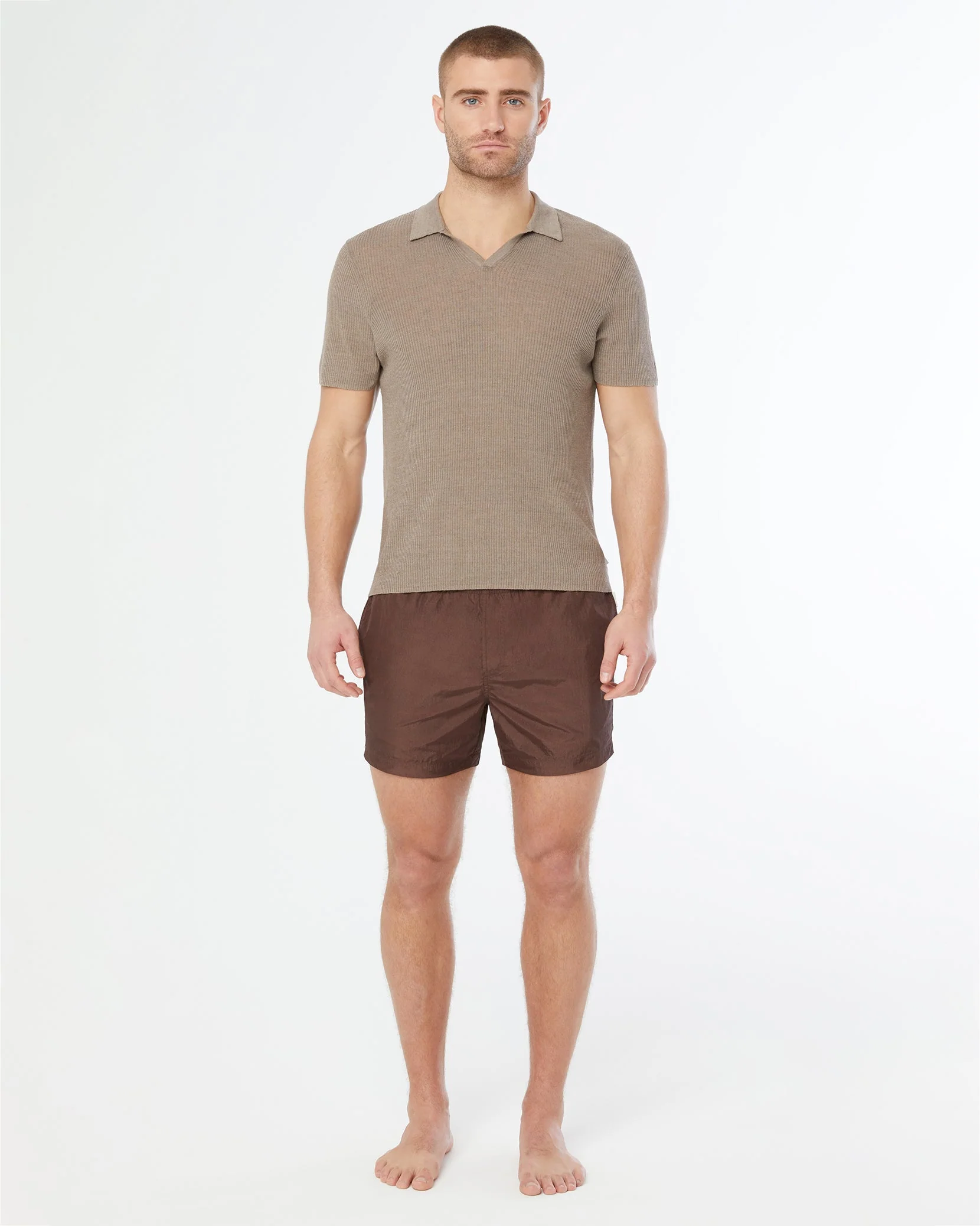 Mens | Johnny Collar Ribbed Polo | Cashew - Image 3