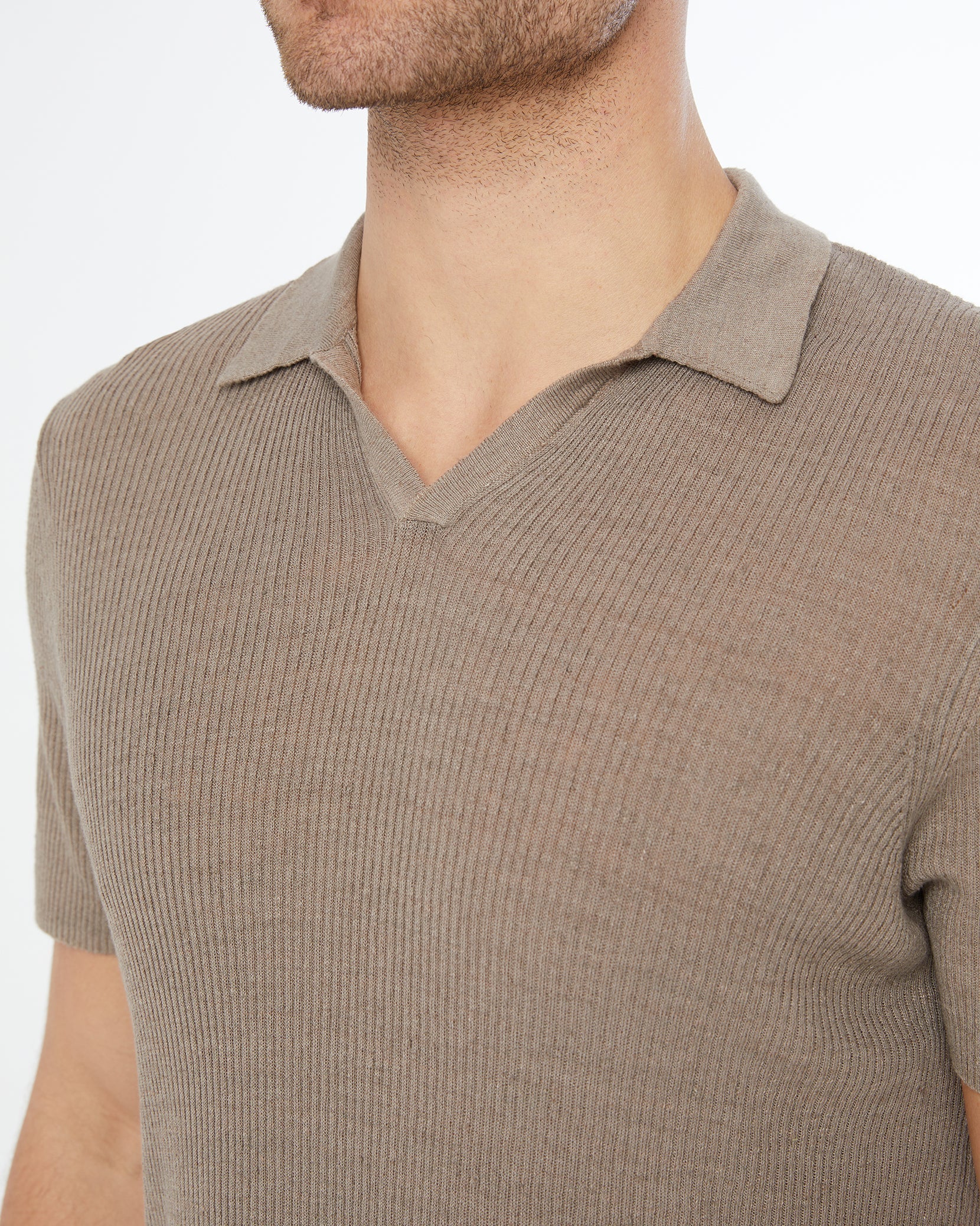 Mens | Johnny Collar Ribbed Polo | Cashew - Image 4