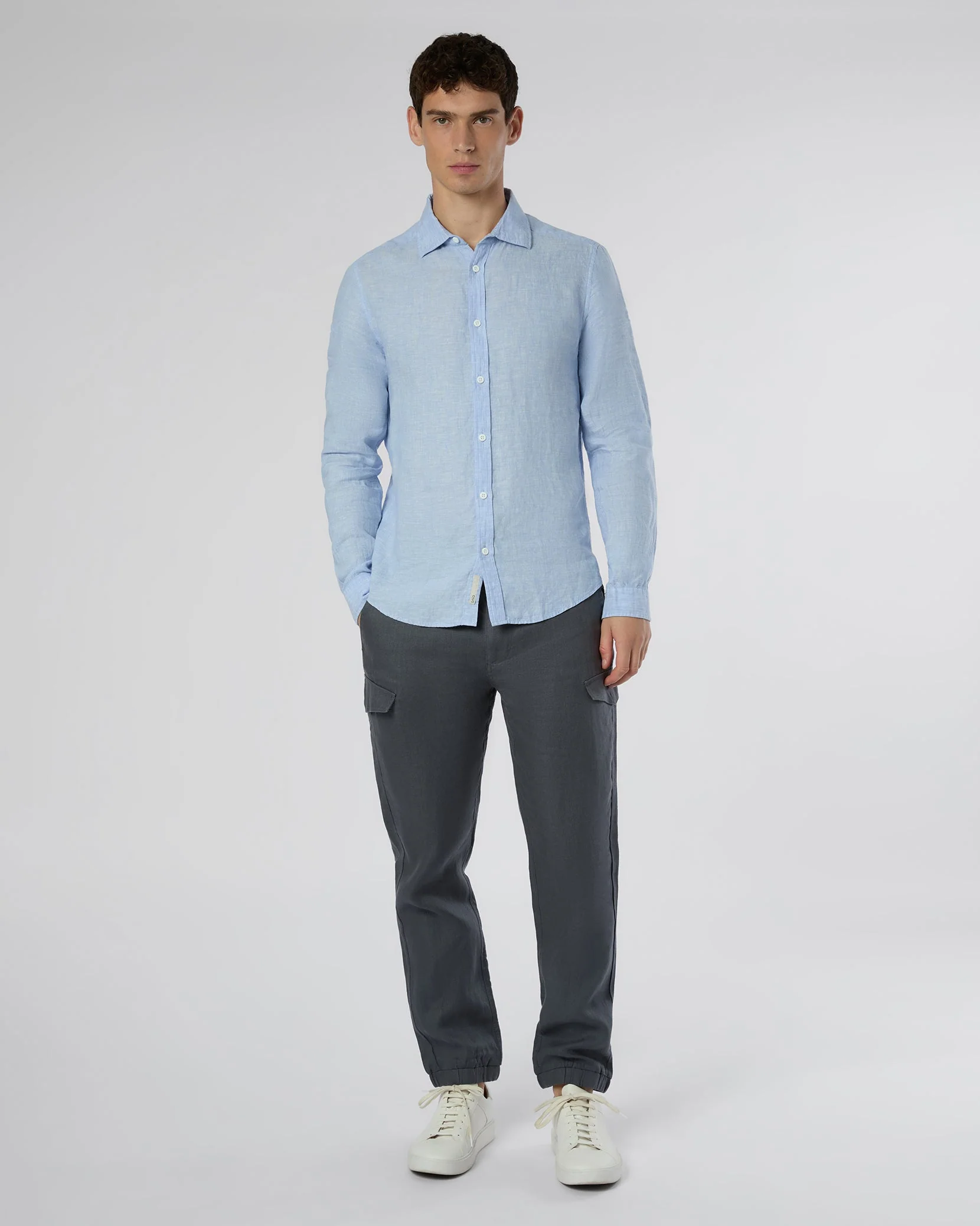 Mens | Linen Cargo Jogger | Gunmetal - Image 3