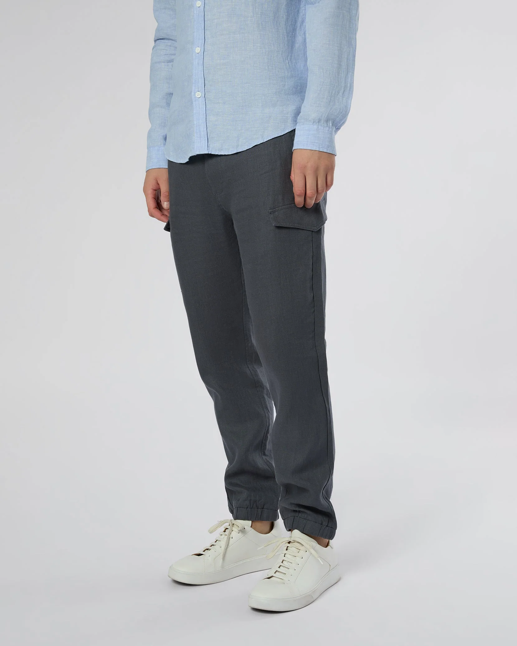 Mens | Linen Cargo Jogger | Gunmetal - Image 4