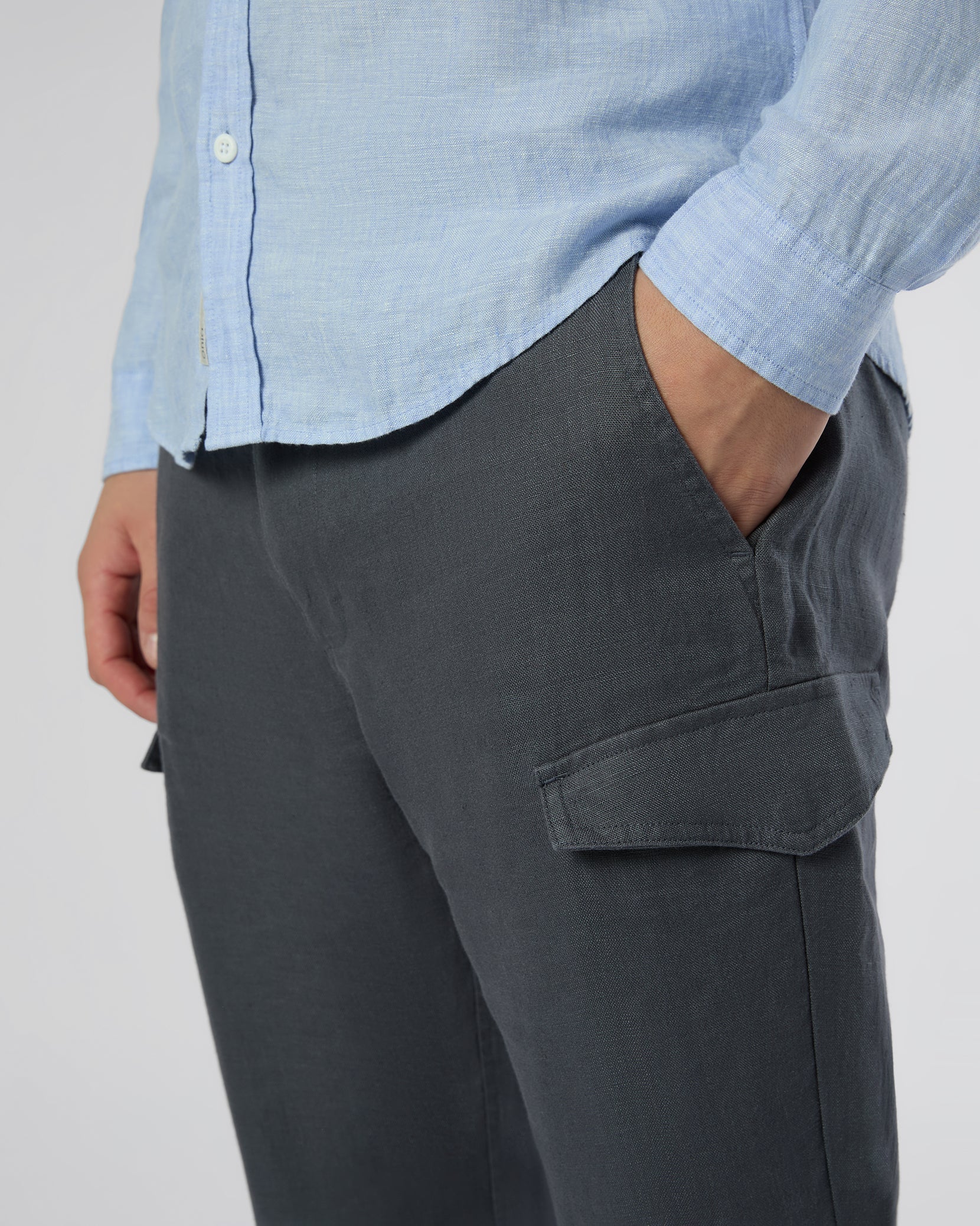 Mens | Linen Cargo Jogger | Gunmetal - Image 5