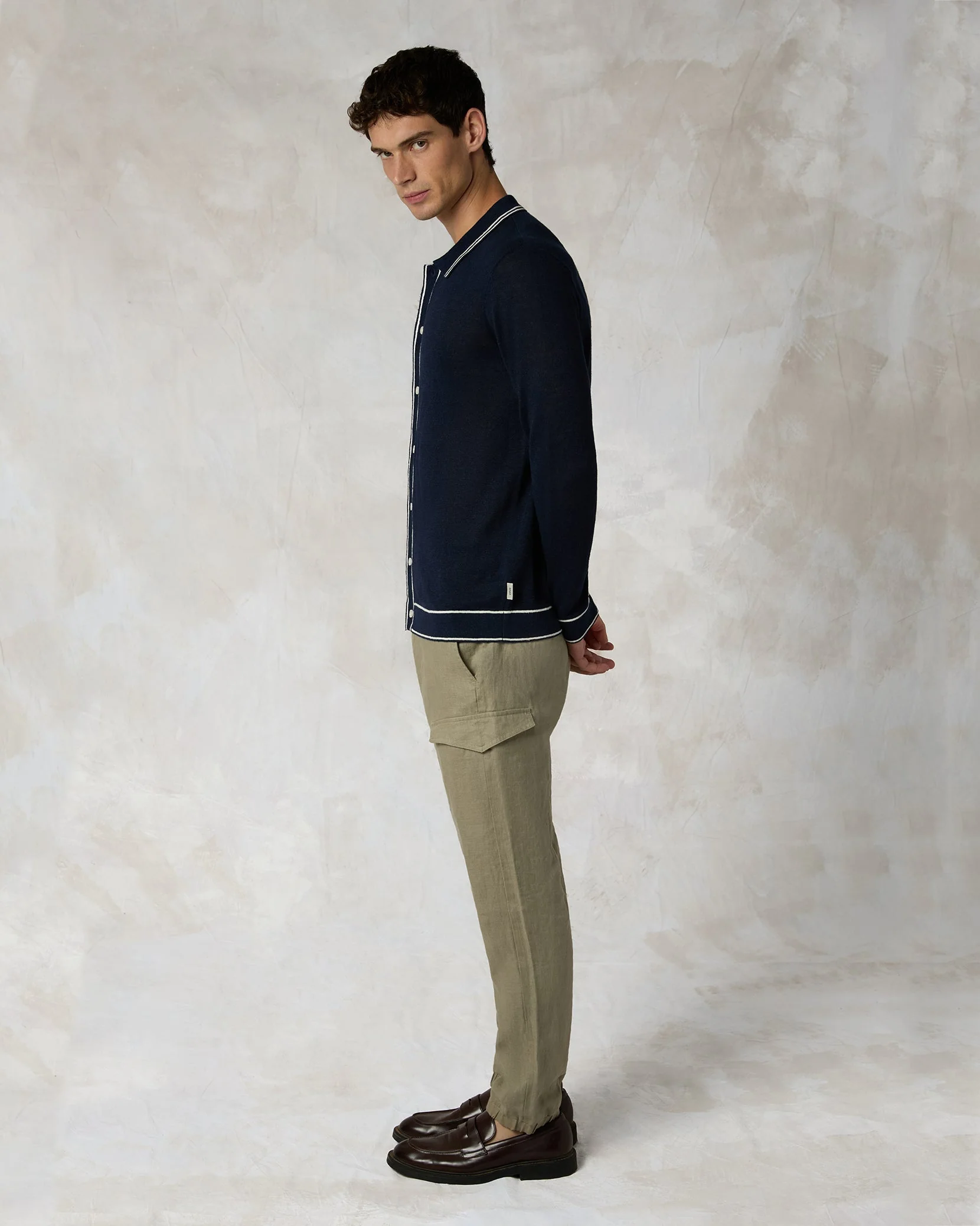 Mens | Linen Cargo Jogger | Light Olive - Image 2