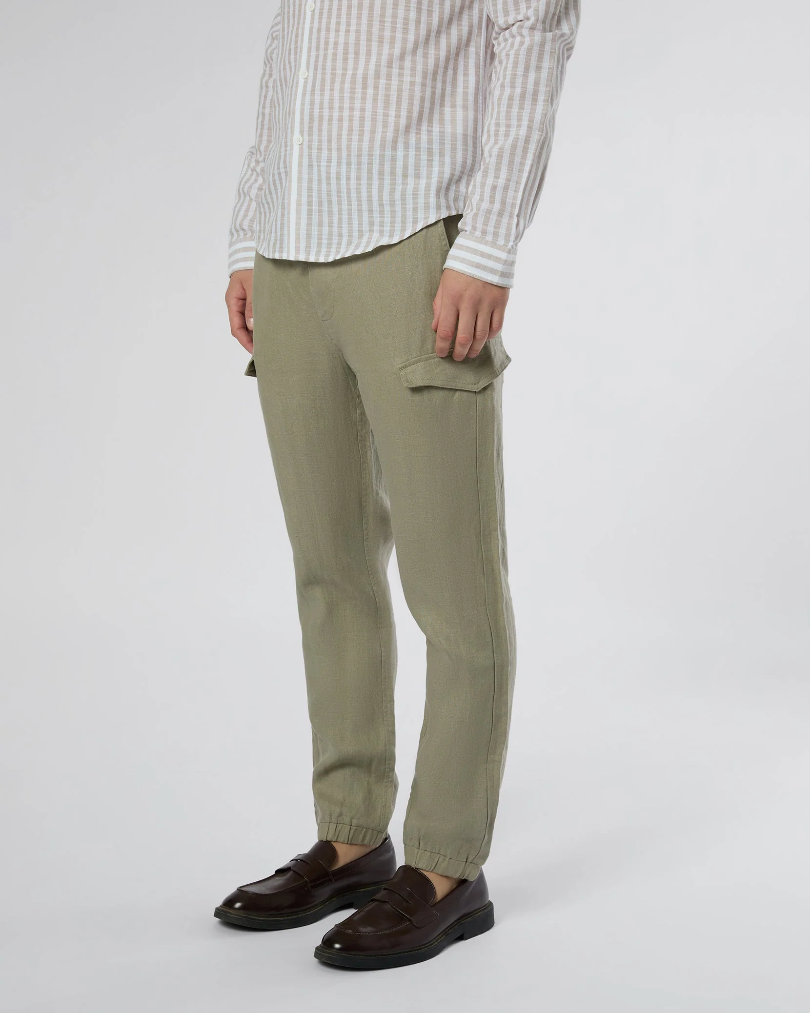 Mens | Linen Cargo Jogger | Light Olive - Image 5