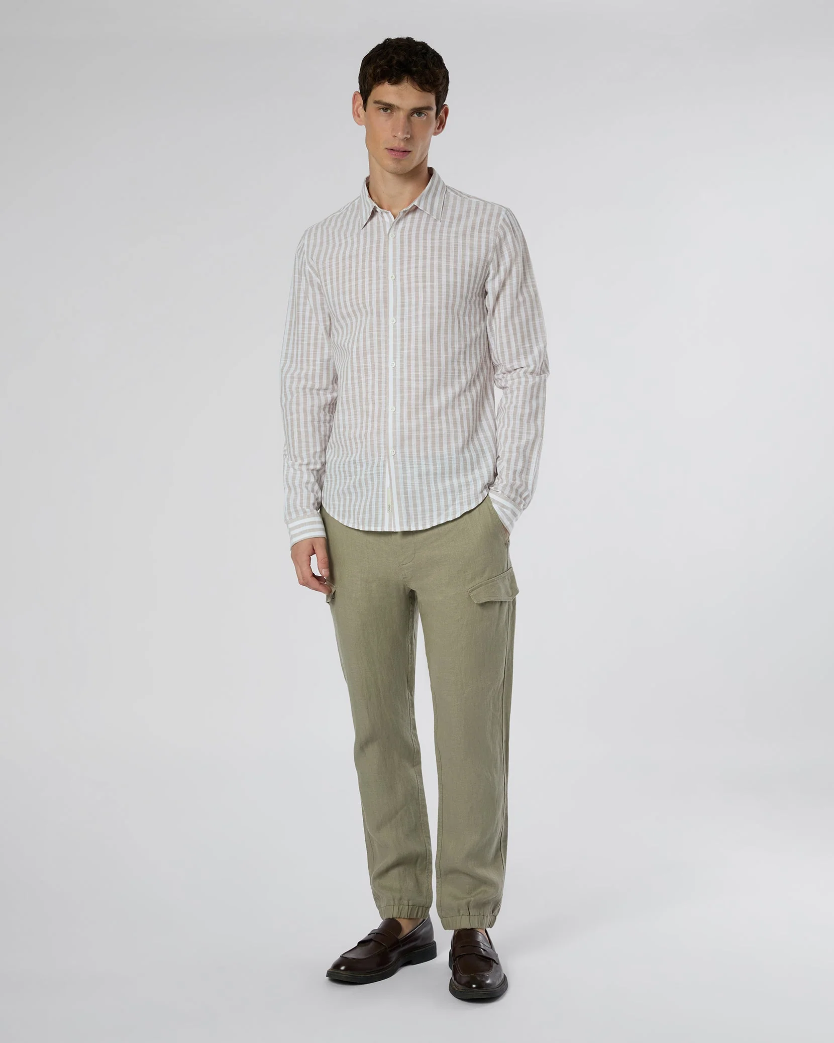 Mens | Linen Cargo Jogger | Light Olive - Image 6