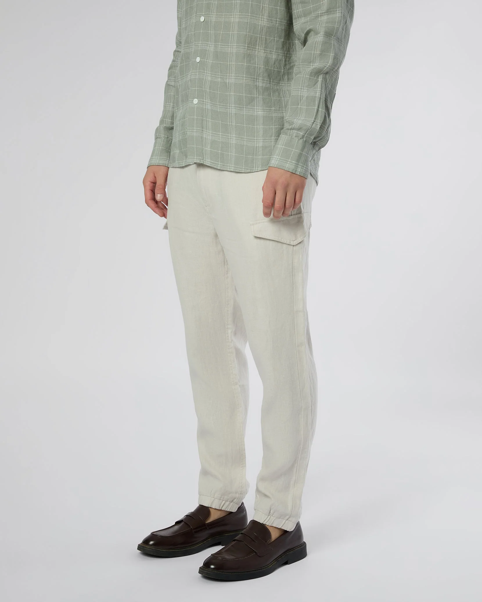 Mens | Linen Cargo Jogger | Stone - Image 3