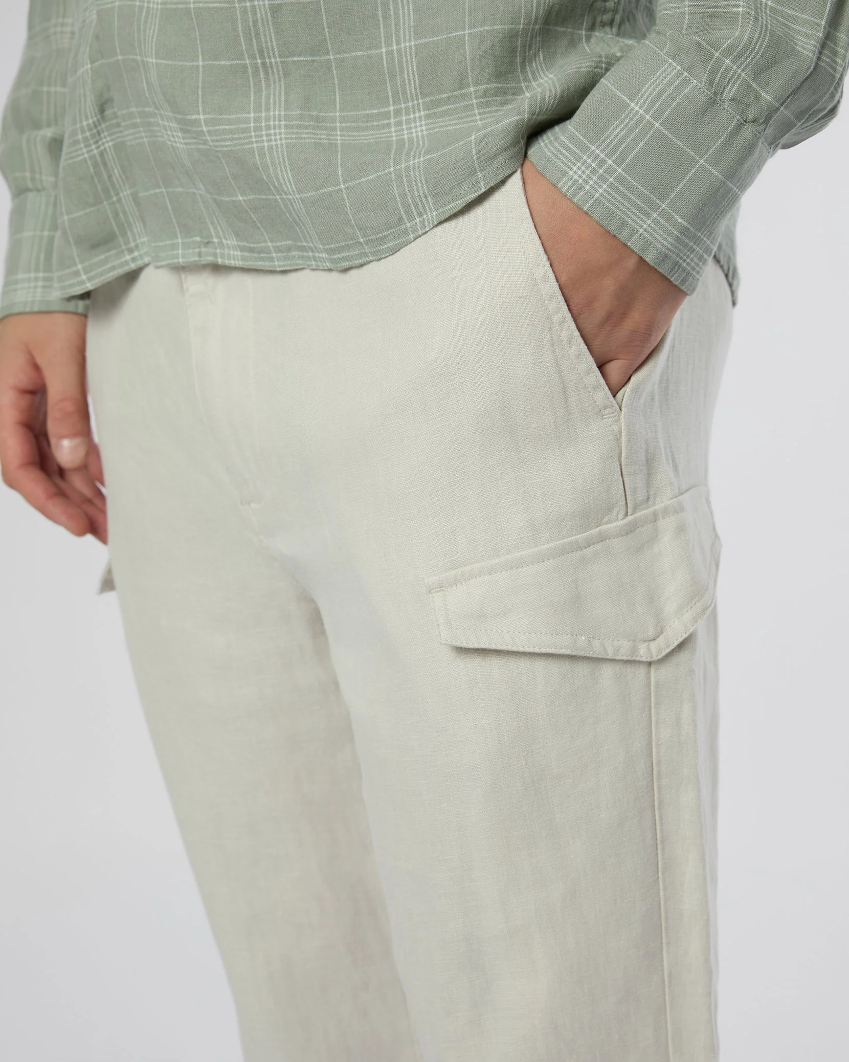 Mens | Linen Cargo Jogger | Stone - Image 4
