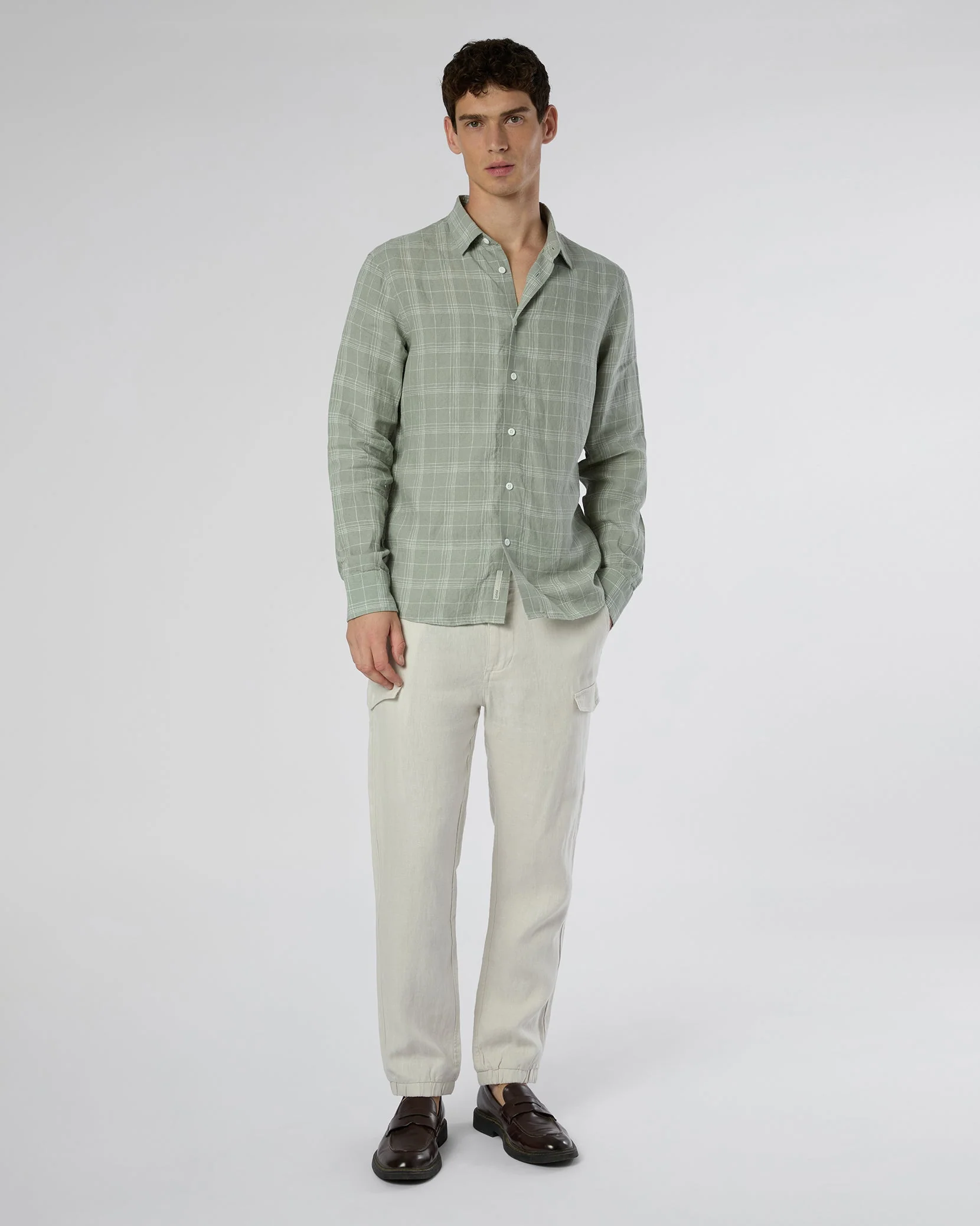 Mens | Linen Cargo Jogger | Stone - Image 5