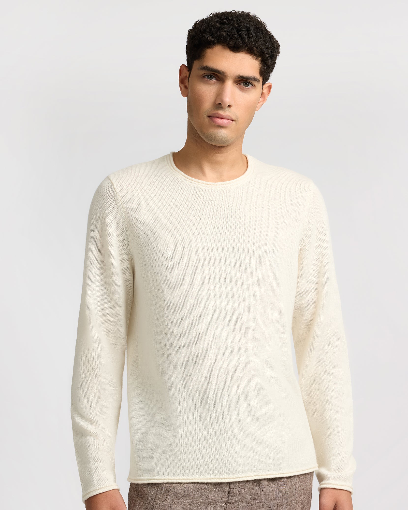 Mens | Linen Cashmere Rollneck Sweater | White - Image 2