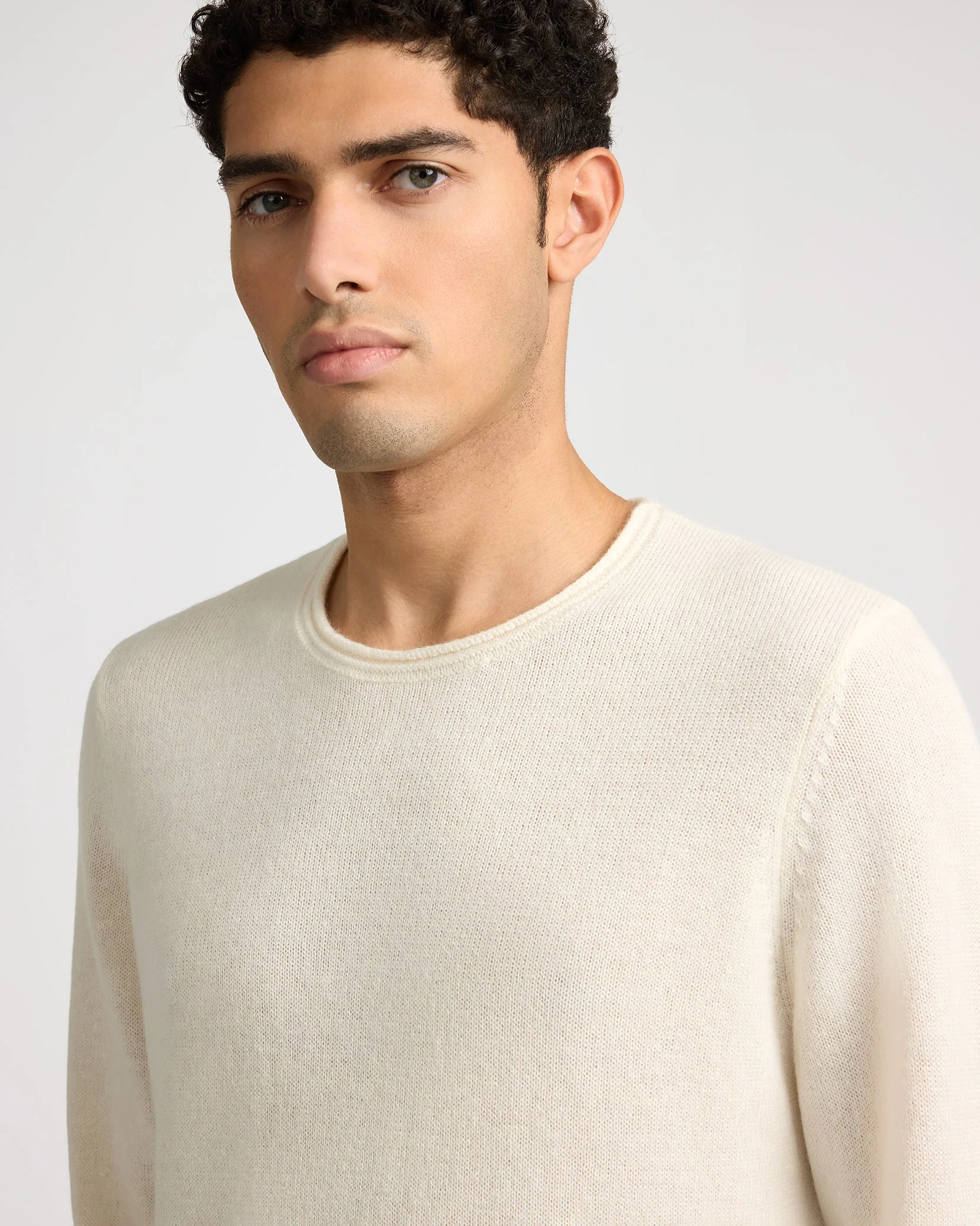 Mens | Linen Cashmere Rollneck Sweater | White - Image 3